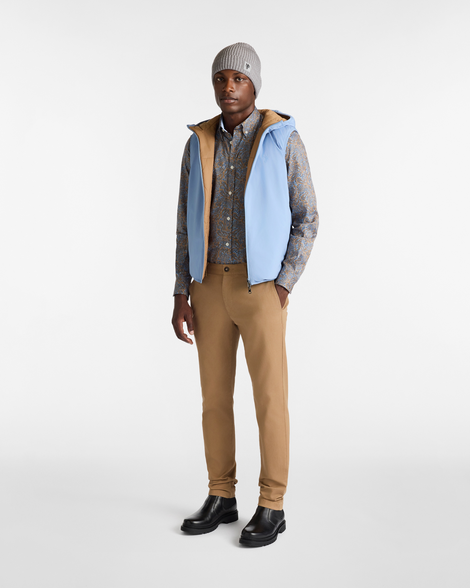 Pantaloni Chino Narrow Fit in Cotone Stretch, Marrone, large image number 3