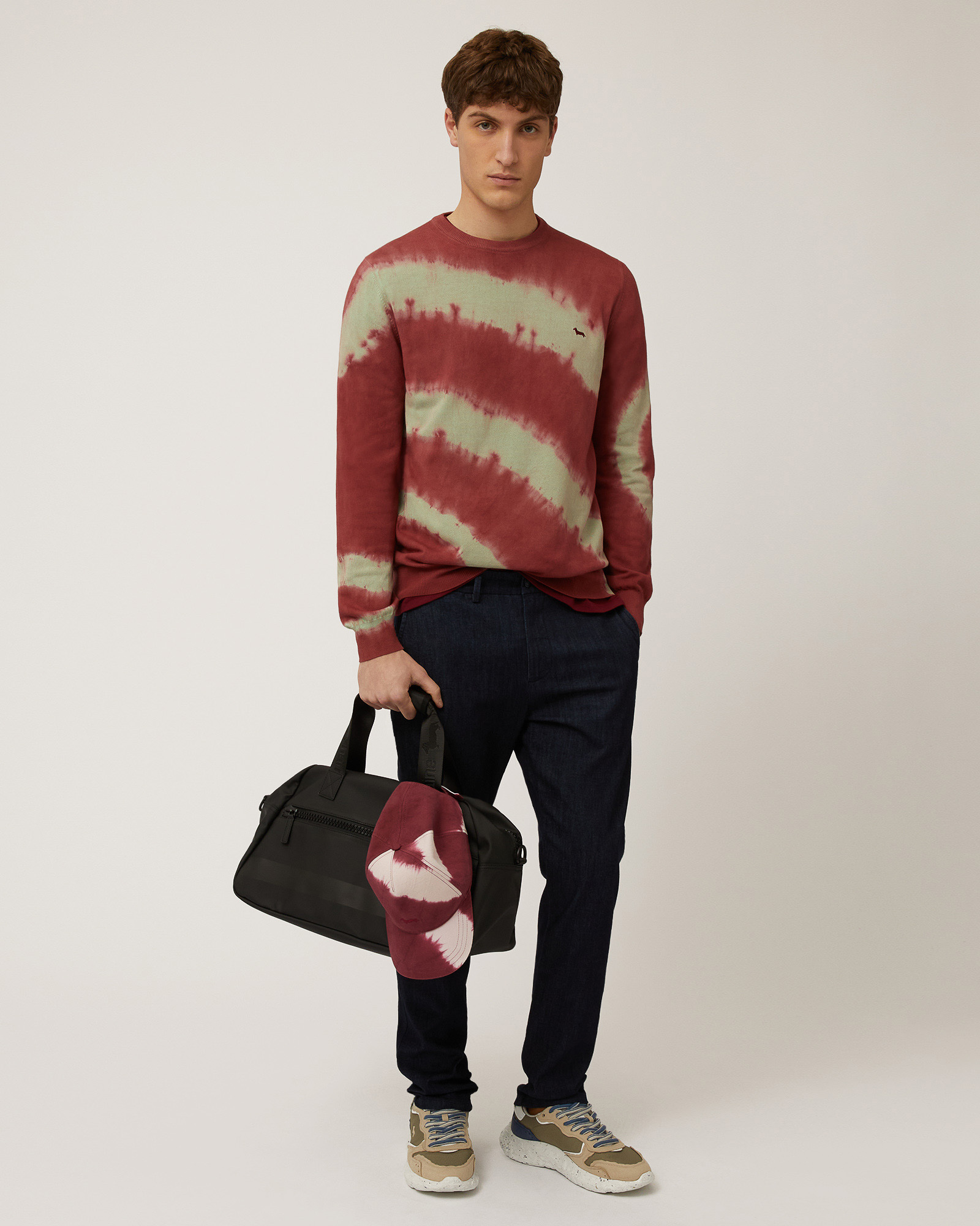 Gitans Tropical Tie-Dye Crew-Neck, Burgundy, large image number 3