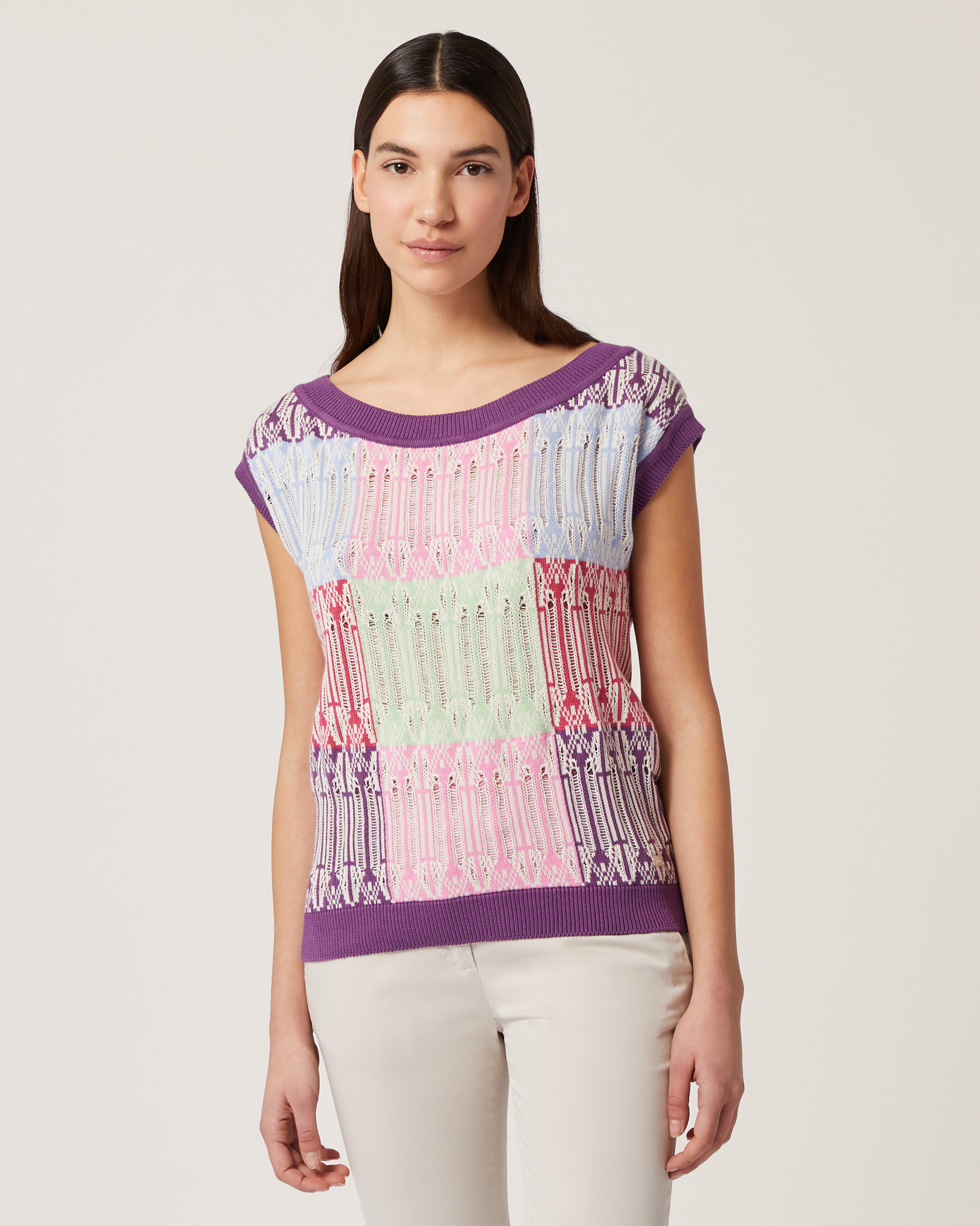 Maglia Smanicata Jacquard