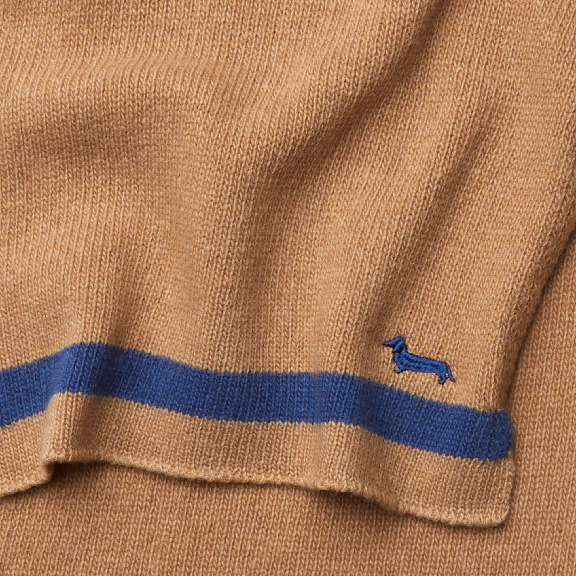 Sciarpa In Misto Cashmere Bicolor Con Bassotto, Beige, large image number 1