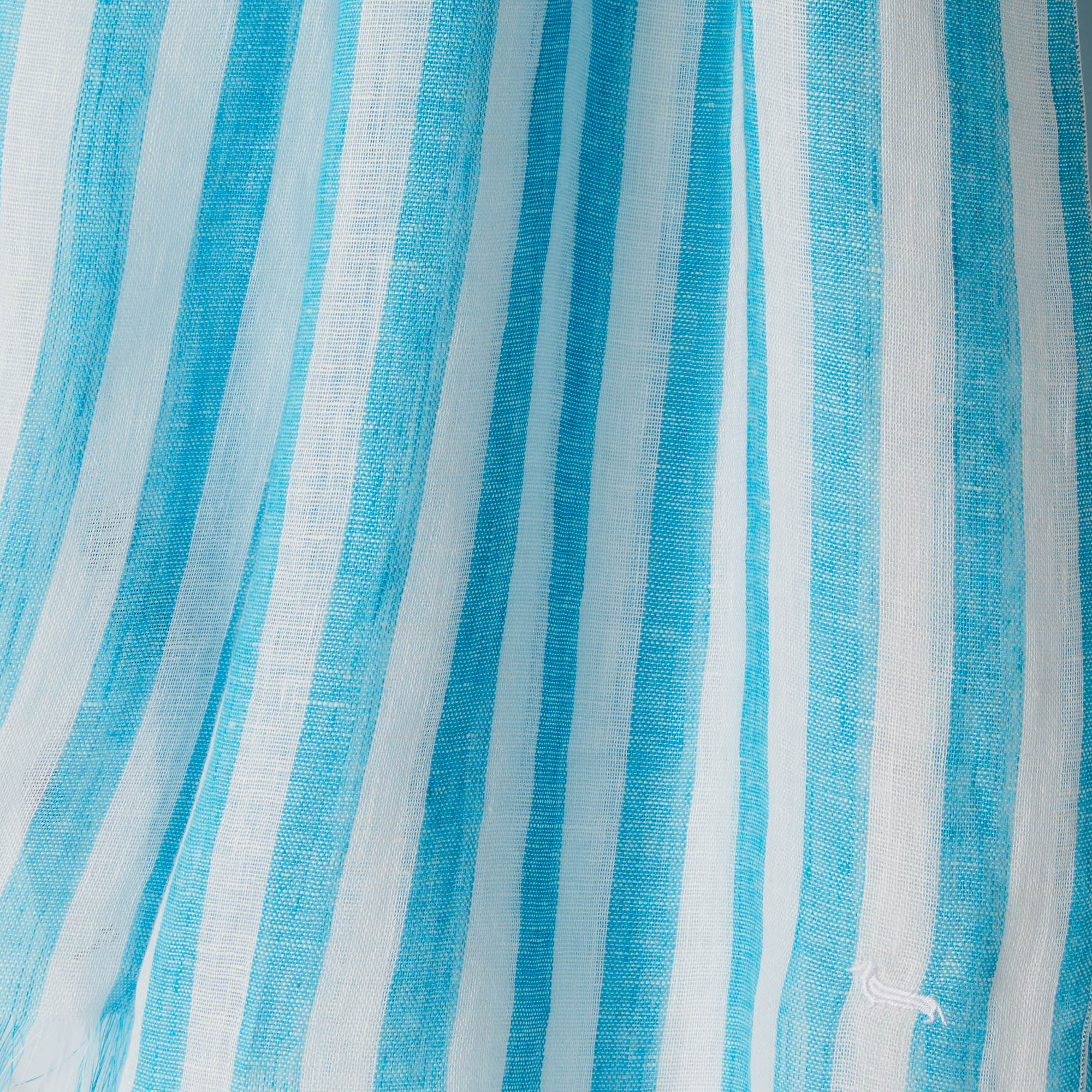 Striped Linen Scarf, Light Blue, large image number 1