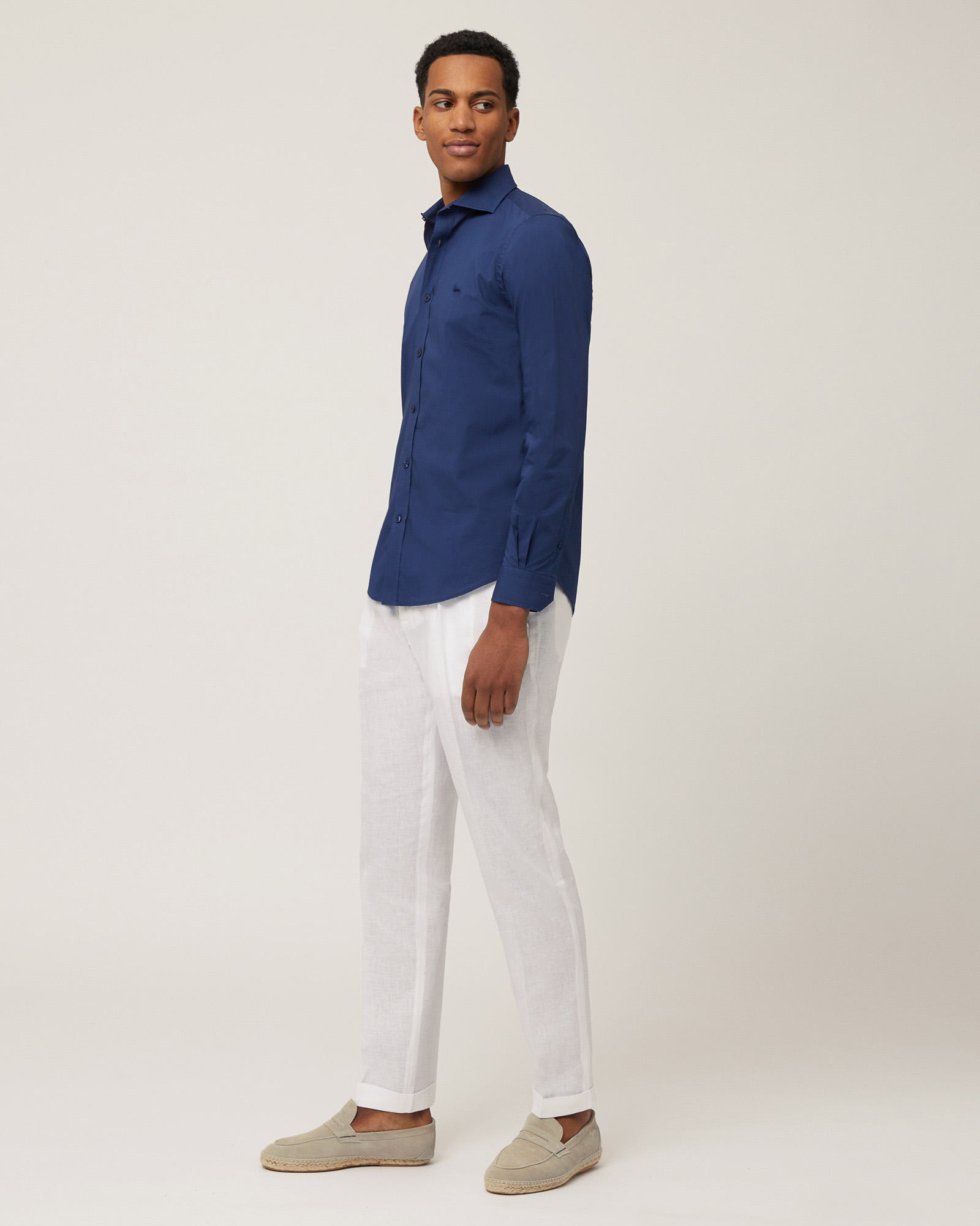 Camicia In Cotone Stretch, Bluette, large image number 3