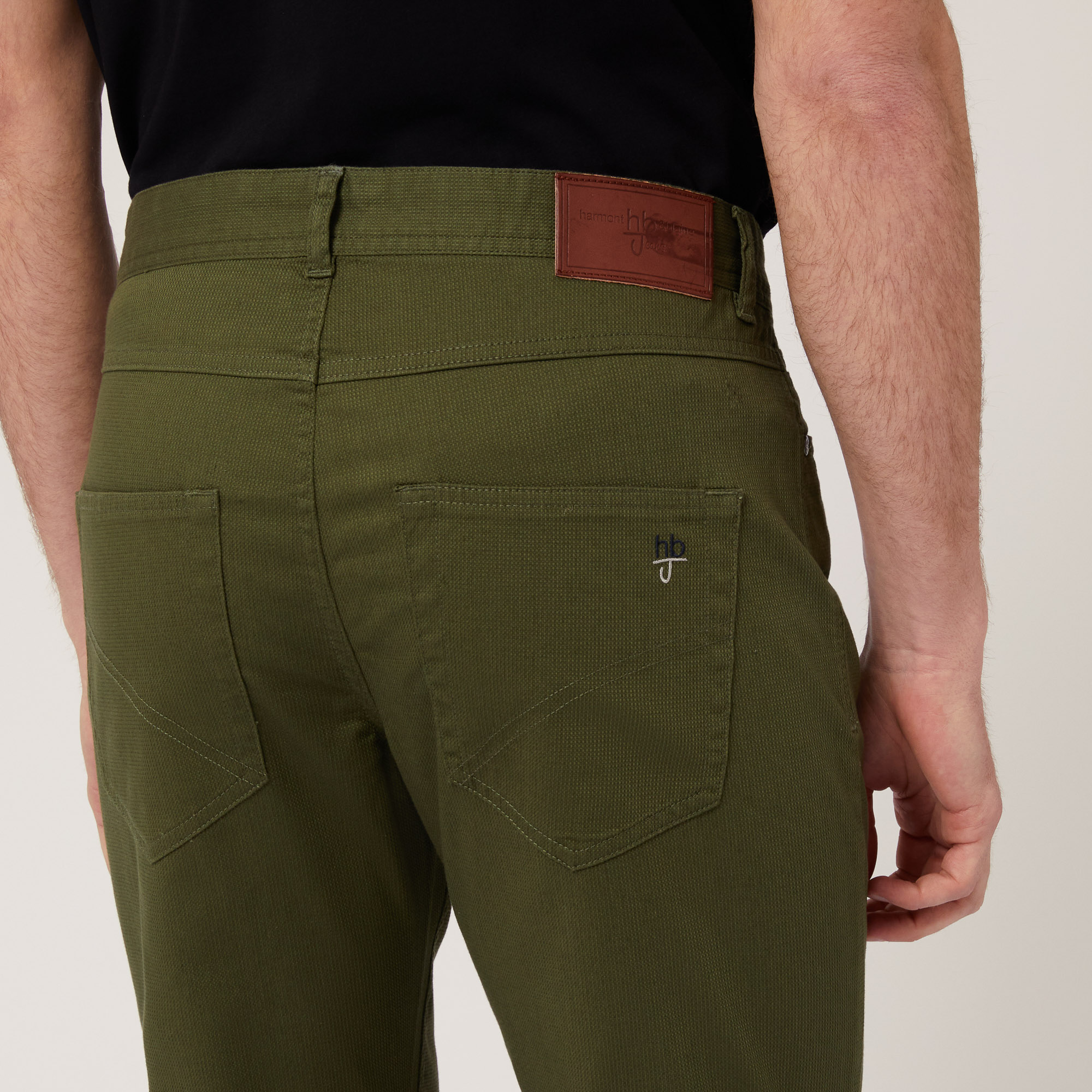 Pantaloni In Cotone Stretch, Verde, large image number 2
