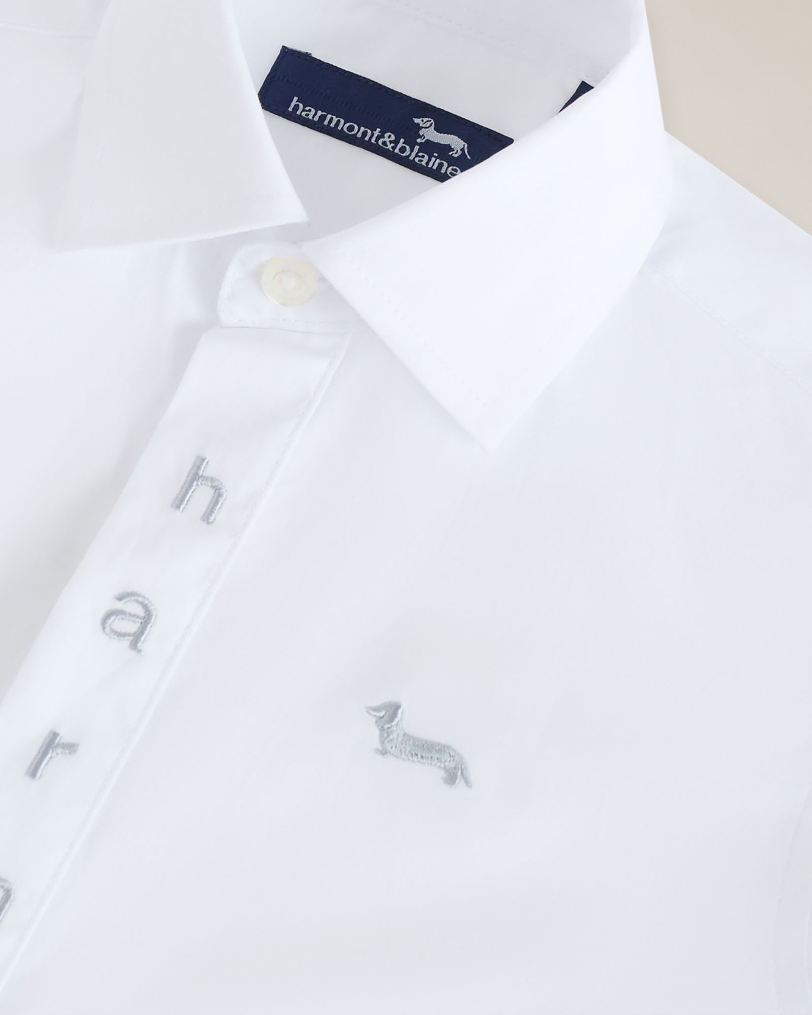 Poplin shirt with front embroidered logo, White, large image number 2