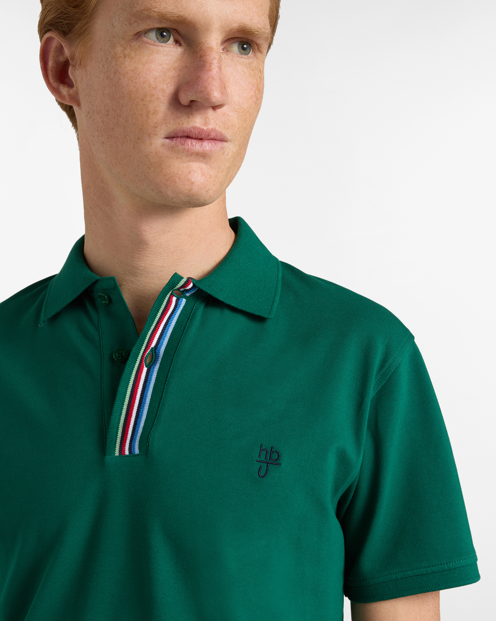 Polo uomo regular colletto multicolore, Verde bottiglia, large image number 2
