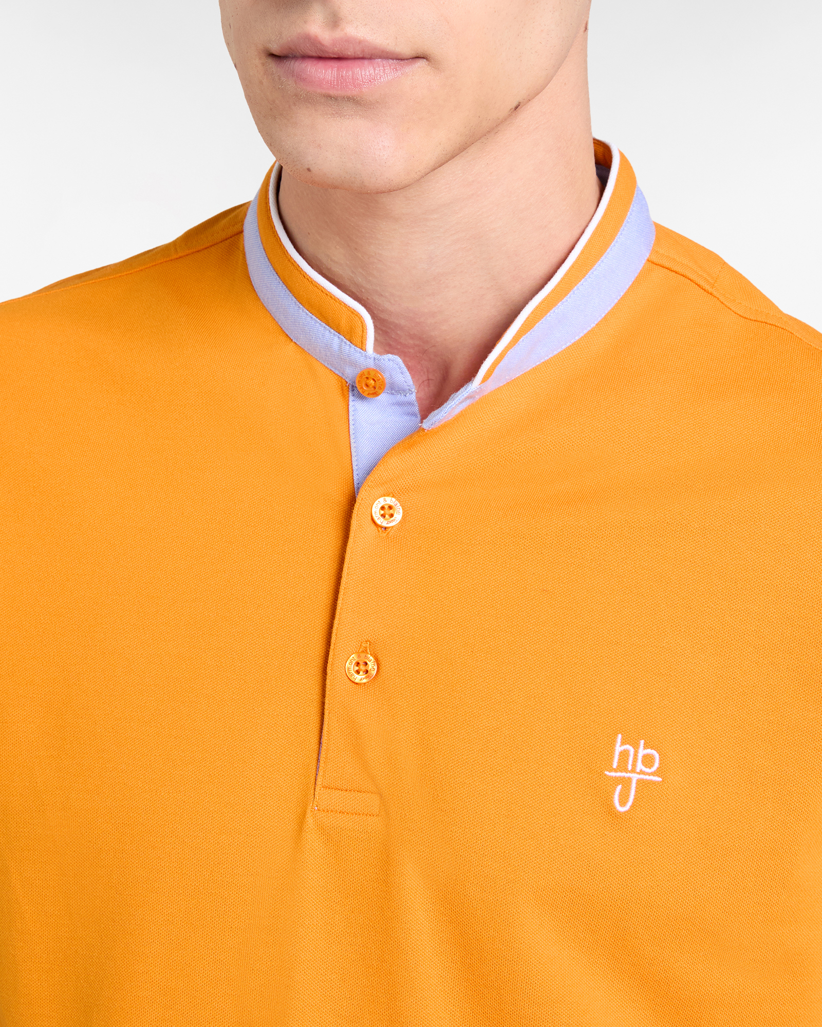 Polo uomo narrow  fit collo coreano , Arancio, large image number 2