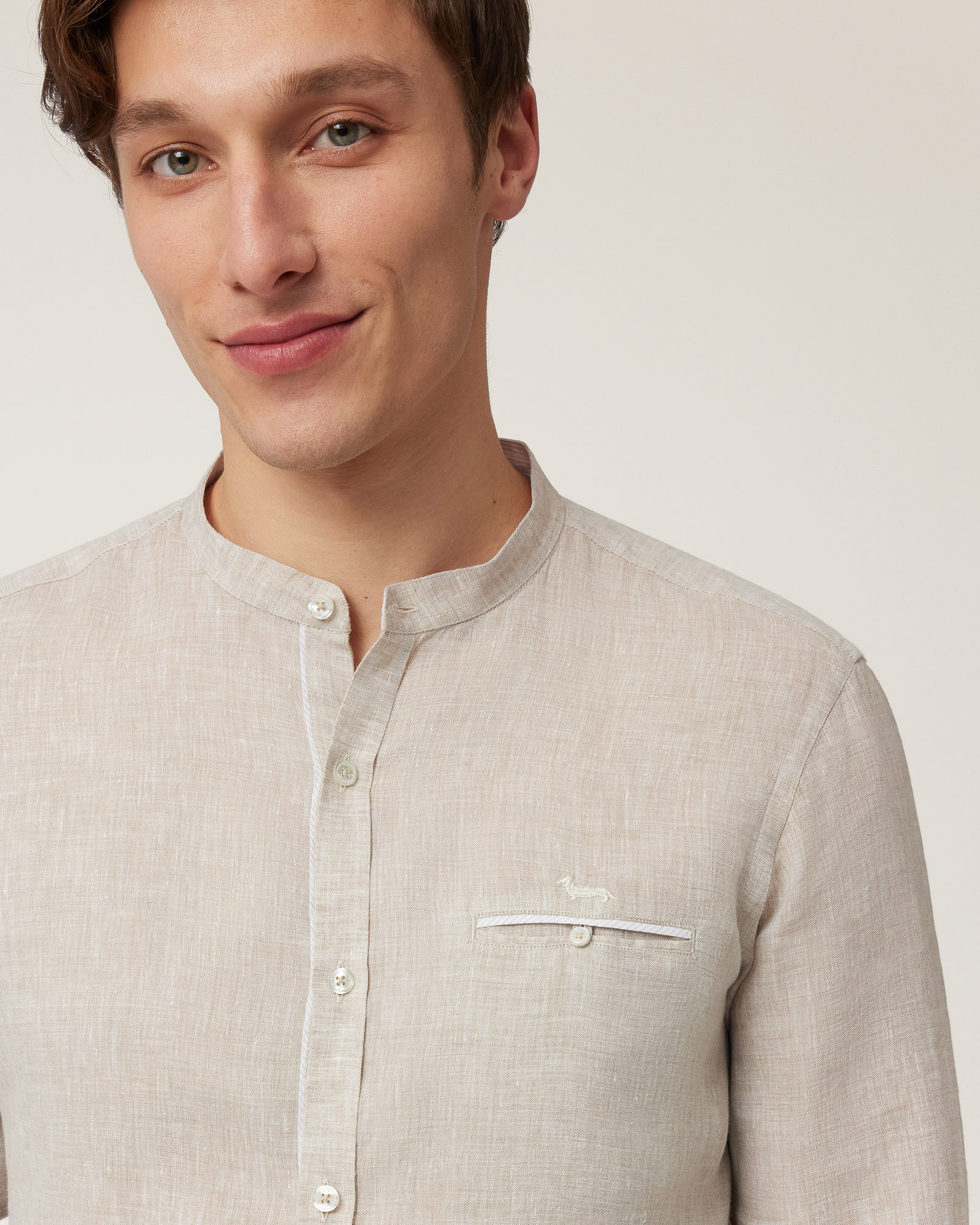 Camisa con cuello mao, Beige, large image number 2