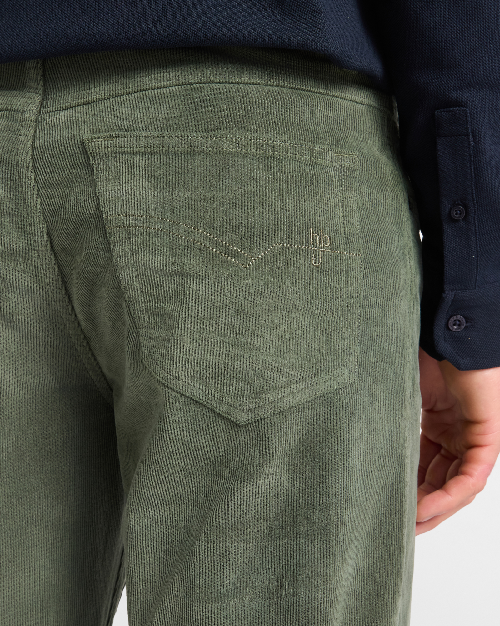 Pantalone HBJ Uomo Regular Fit 5 Tasche in Velluto di Cotone Stretch, VERDE, large