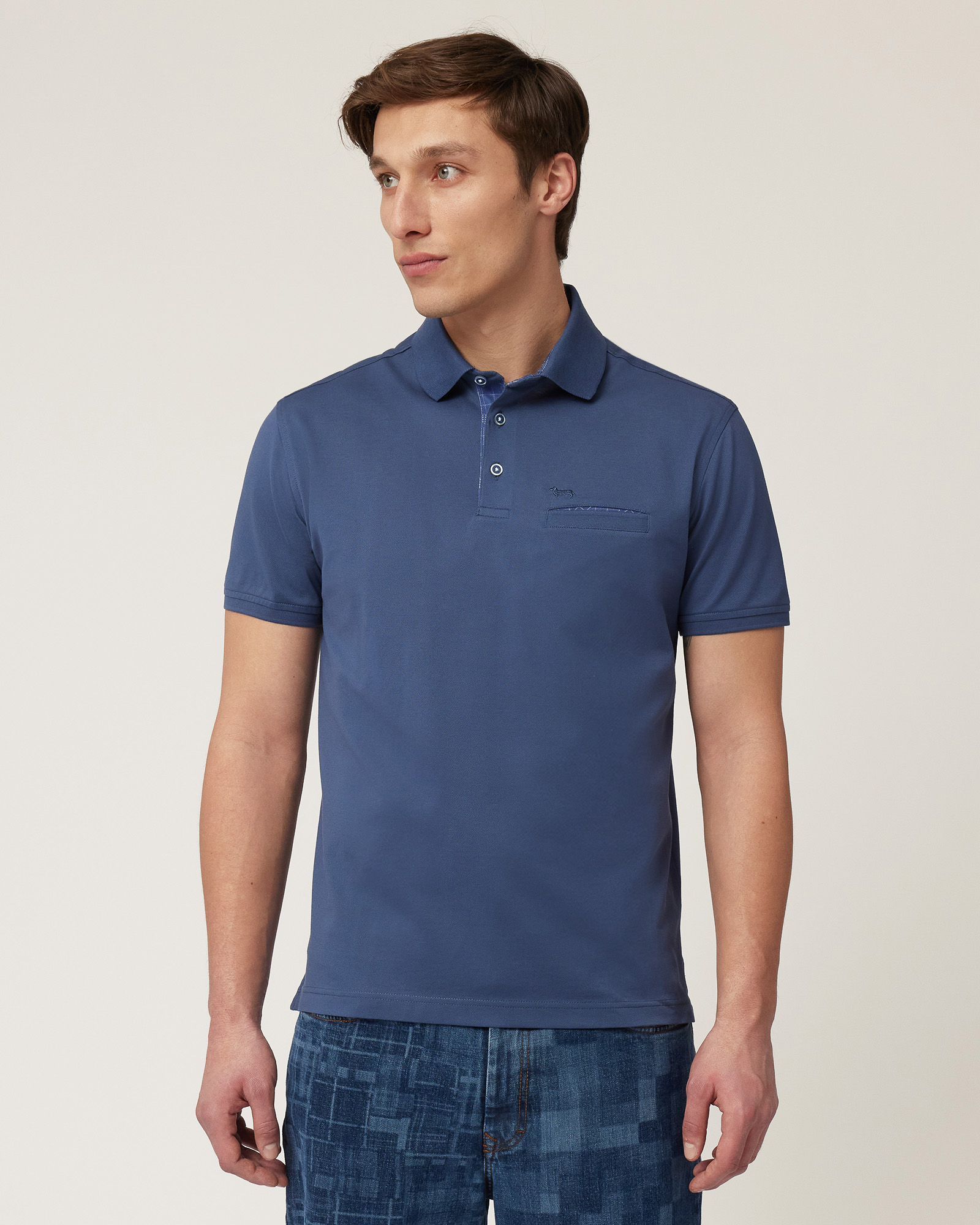 Polo with Pocket, Marine Blue, large