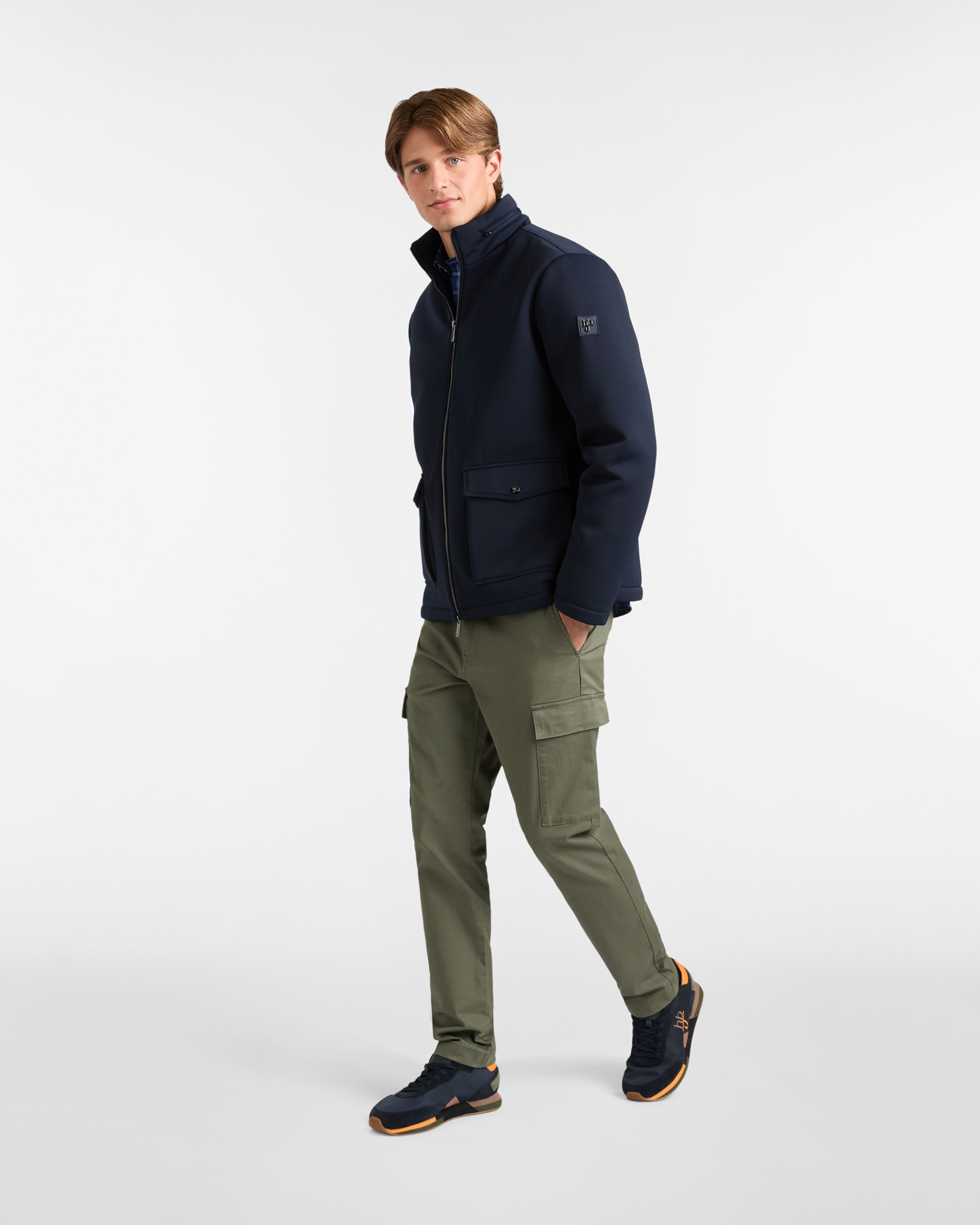 Technical Jacket with High Collar and Multi-Pocket Design, Dark Blue, large image number 3