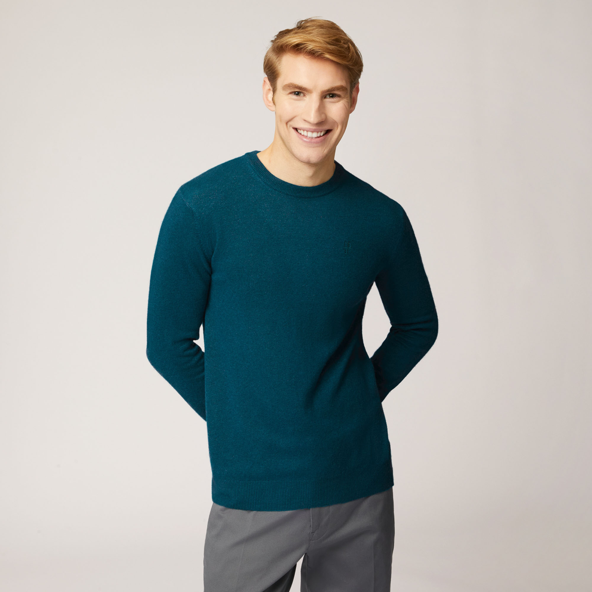 Pullover Girocollo Hbj, Verde Petrolio, large image number 0