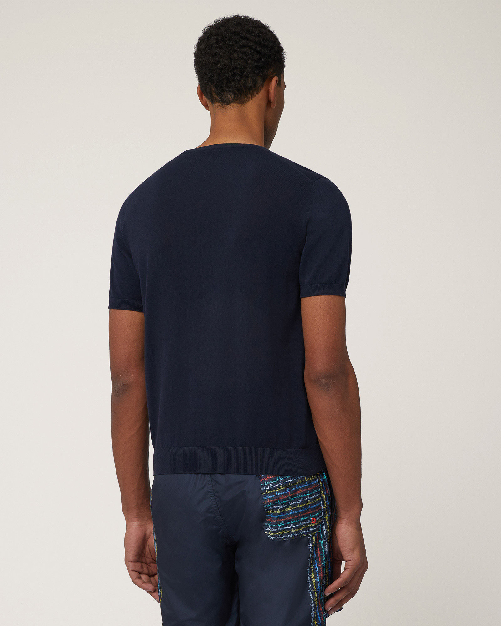 Cotton Knit T-Shirt, Navy Blue, large image number 1