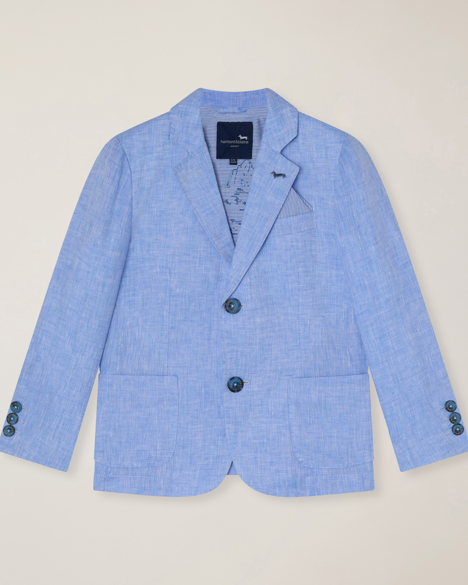 Linen jacket with dachshund pin, Light Blue, large