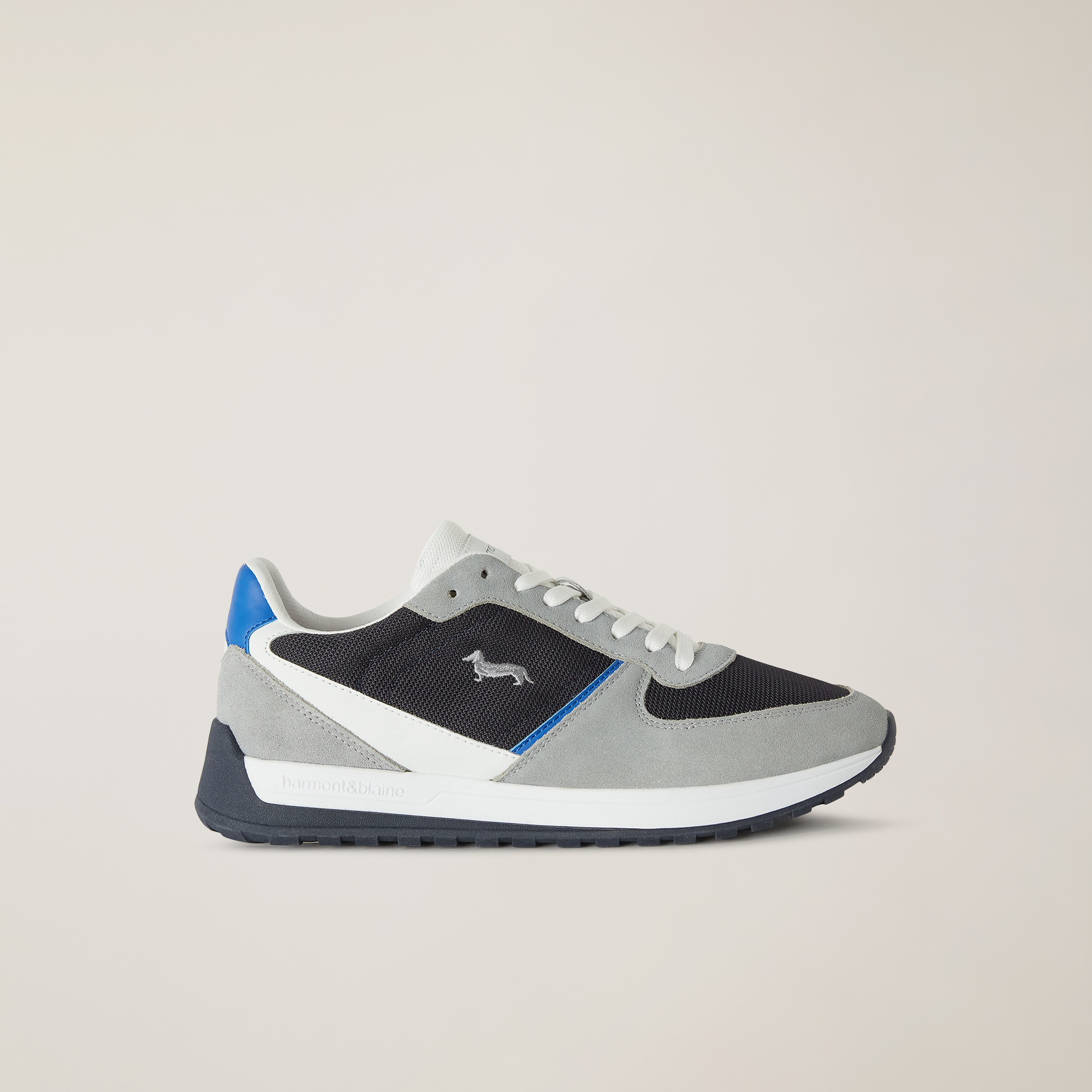 Sneaker mit zweifarbiger Sohle, Grau/Blau, large