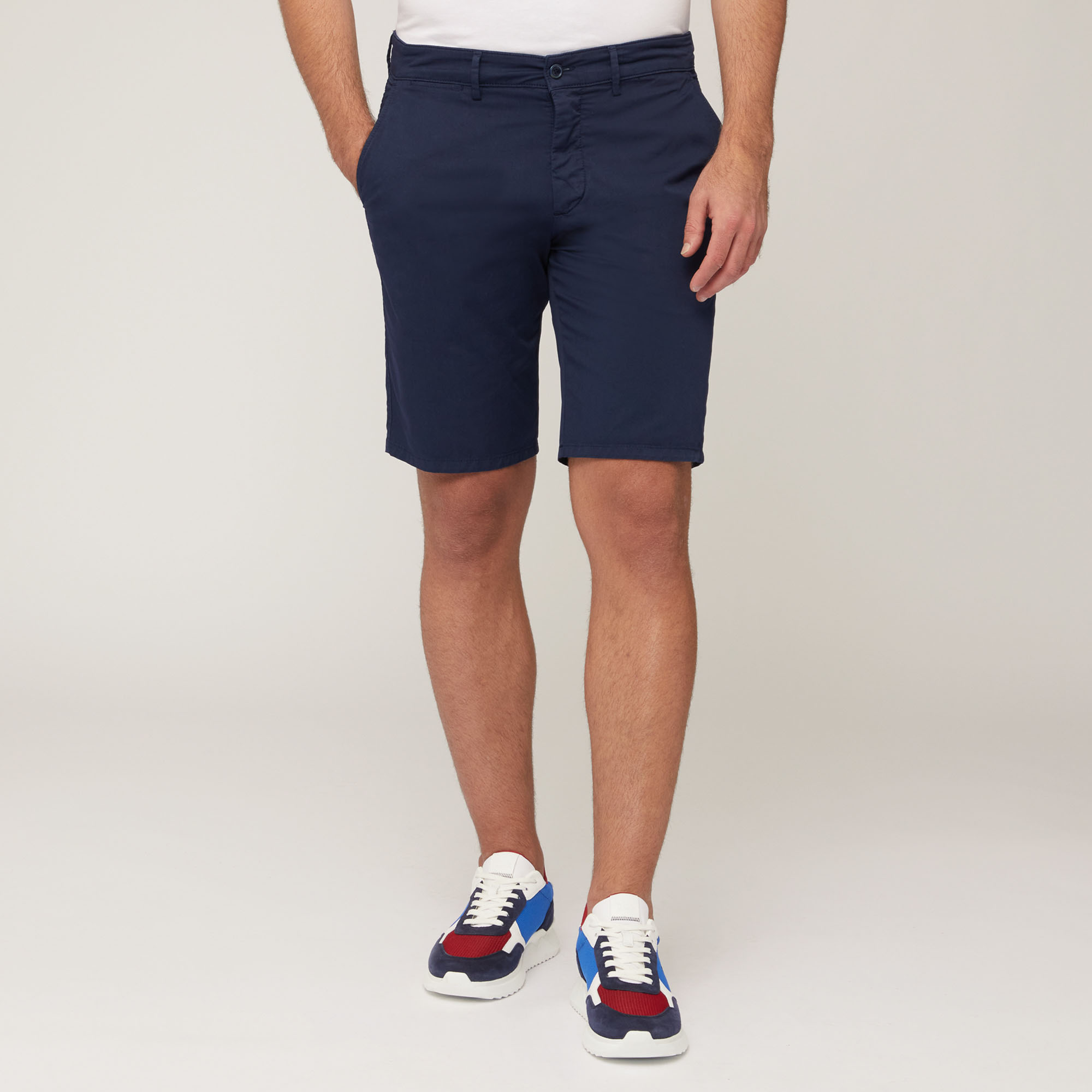 Bermudas aus Stretch-Baumwolle, Blau, large