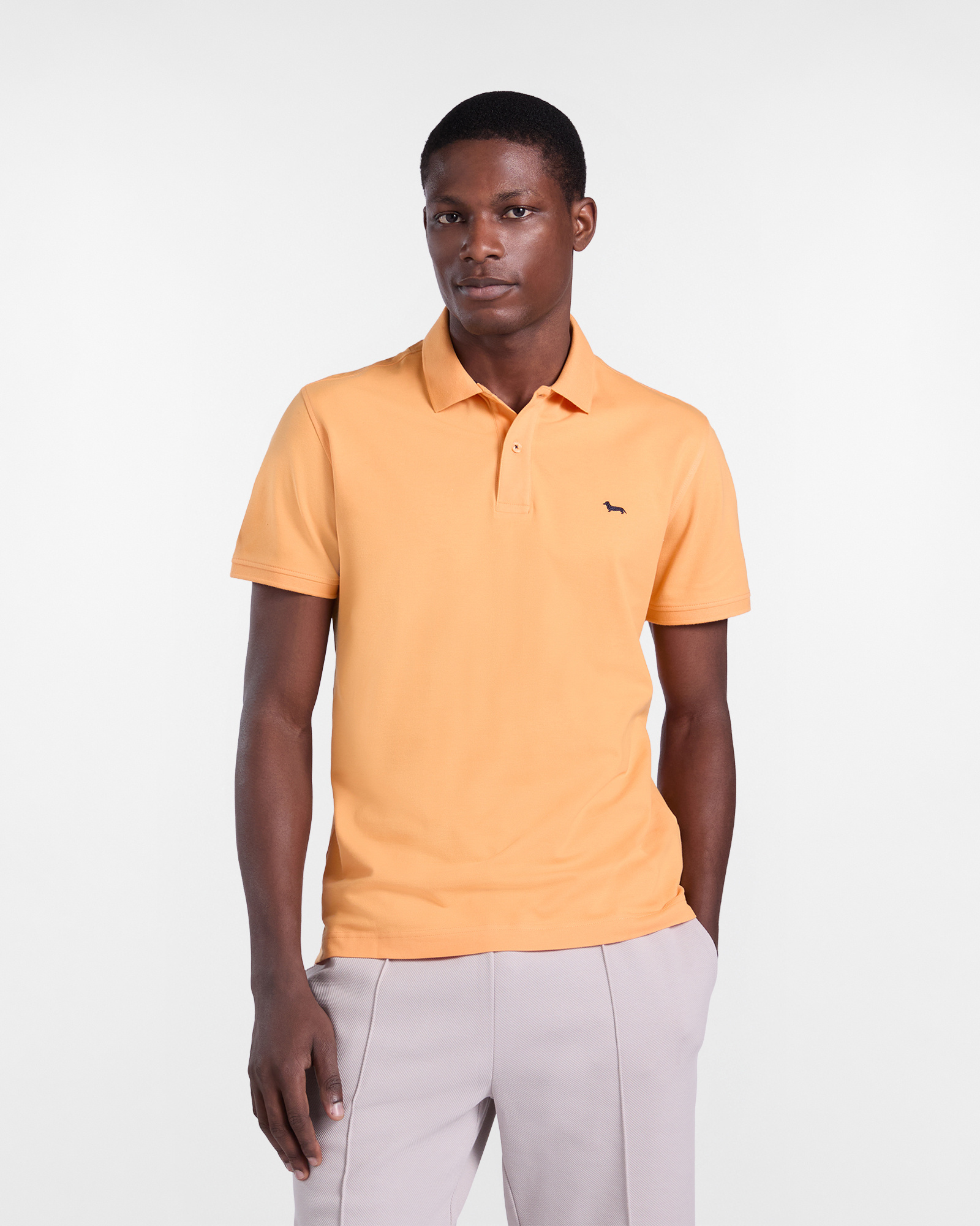 Basic stretch piqu&eacute; polo shirt, Orange, large