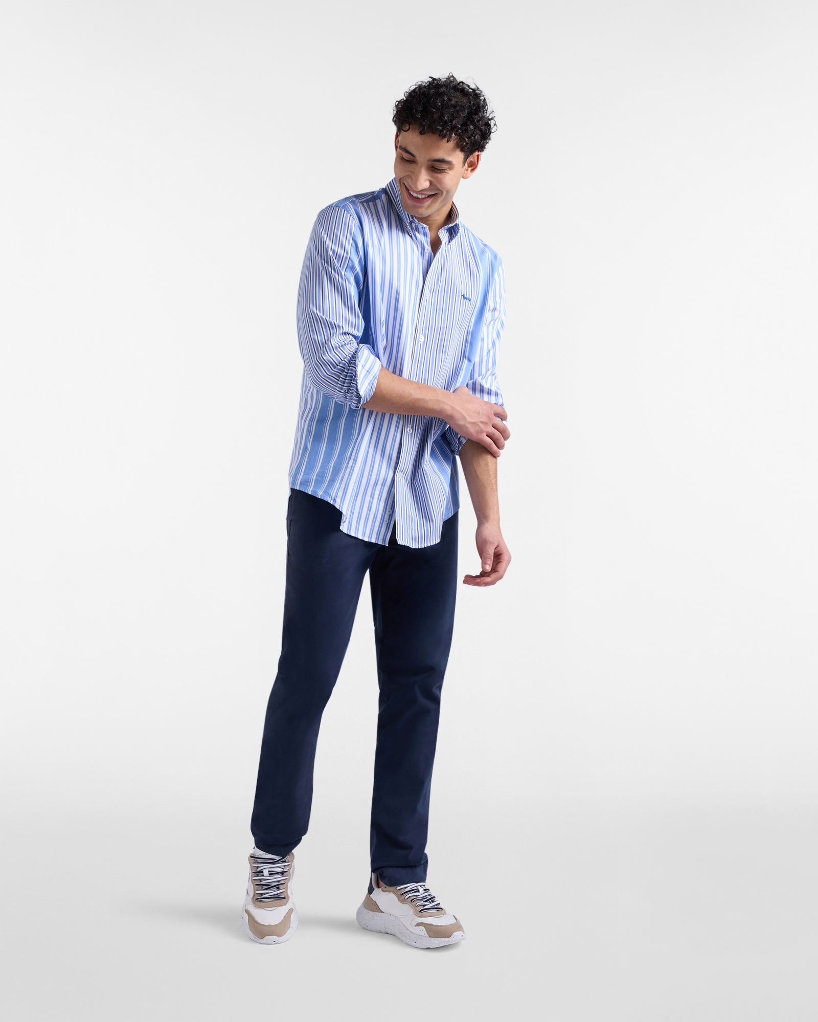 Men's striped patchwork shirt, Celeste, large image number 3