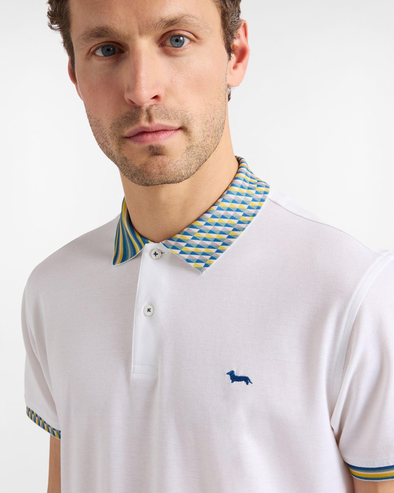 Polo shirt with printed collar, White, large image number 2