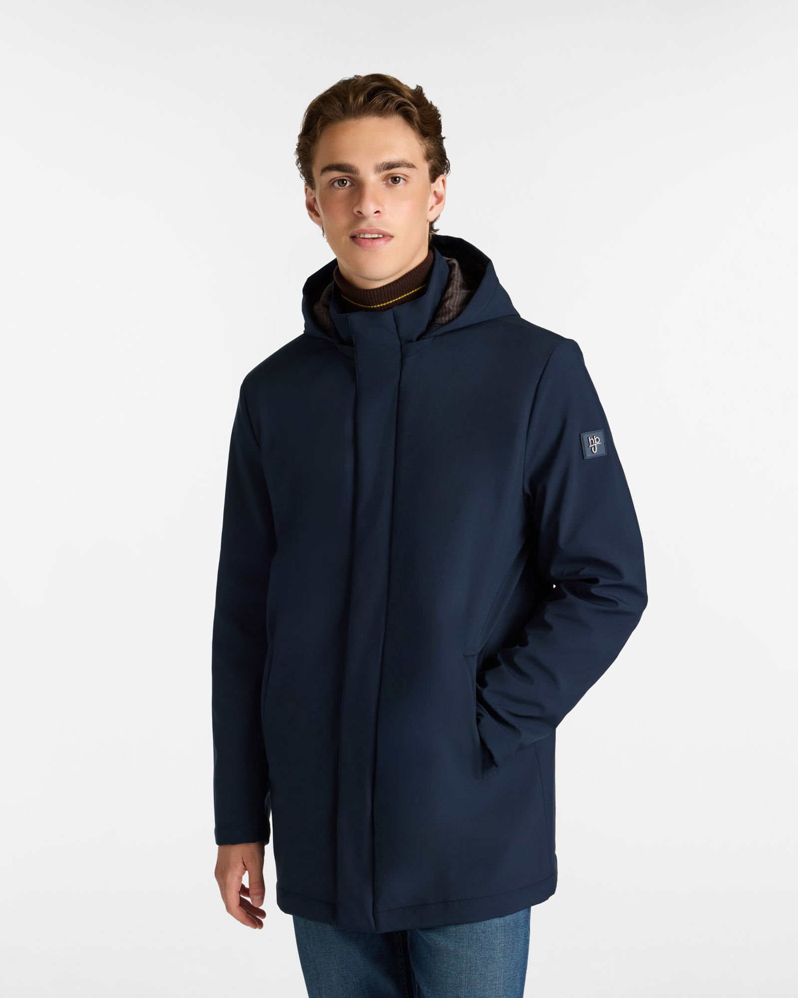 Soft Shell Parka with Hood and Concealed Zipper
