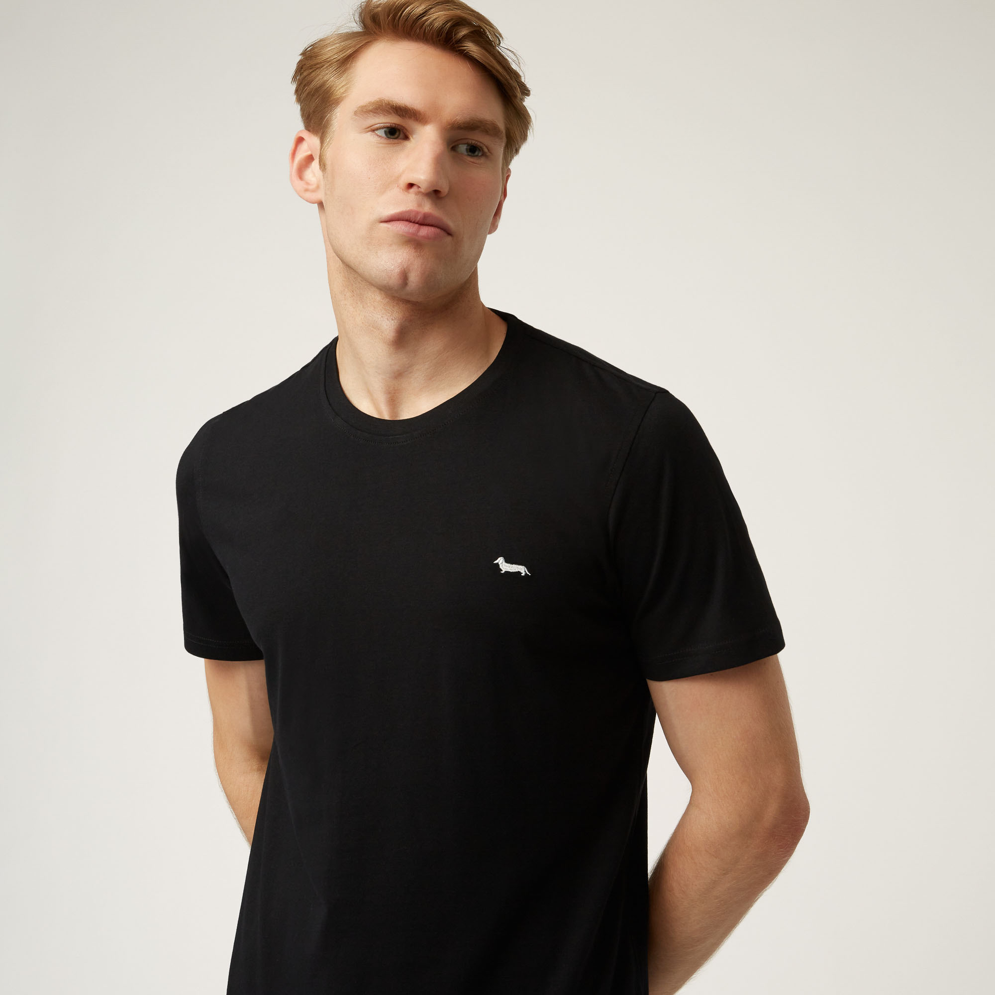 Essentials t shirt in plain coloured cotton, Black, large