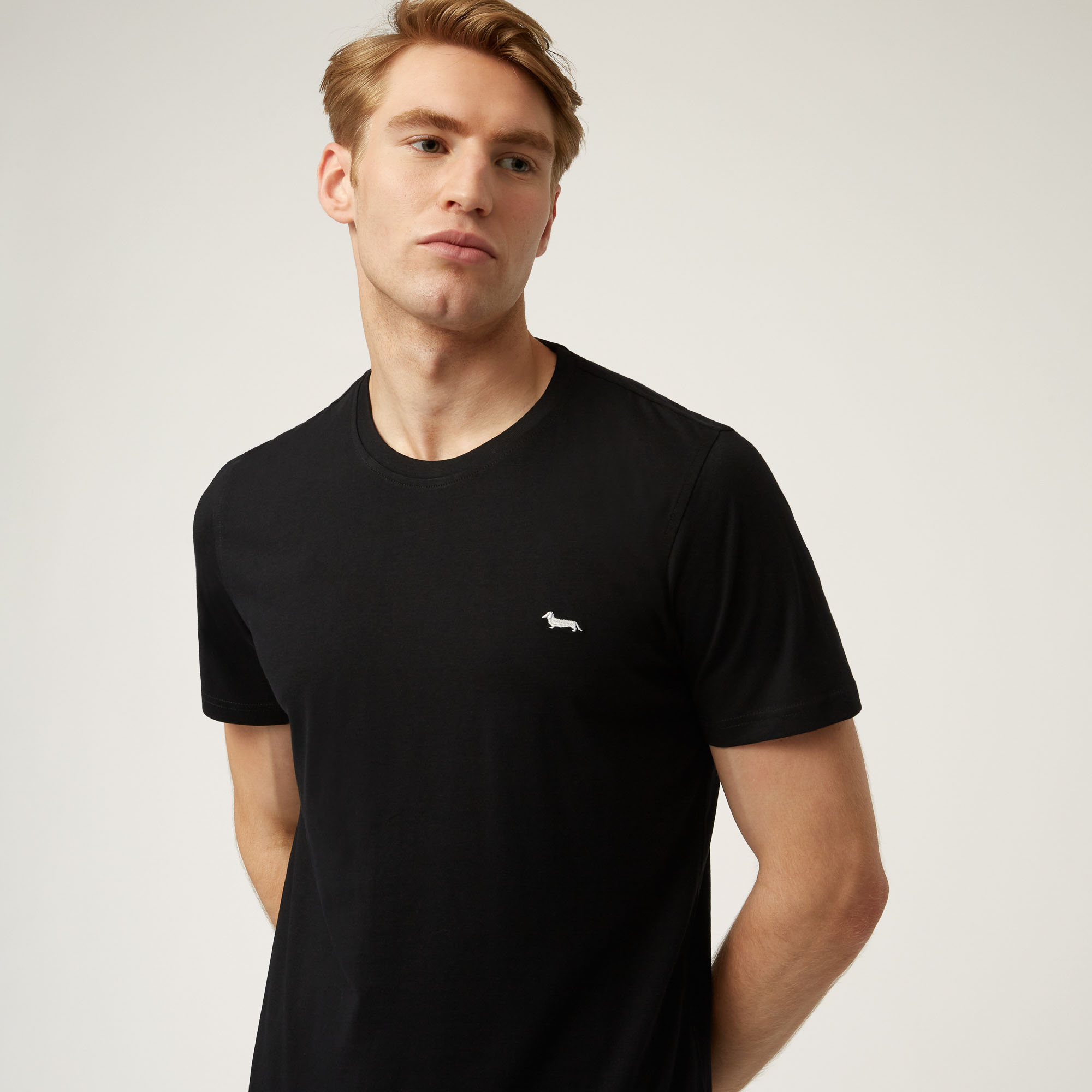 Essentials t shirt in plain coloured cotton, Black, large image number 2