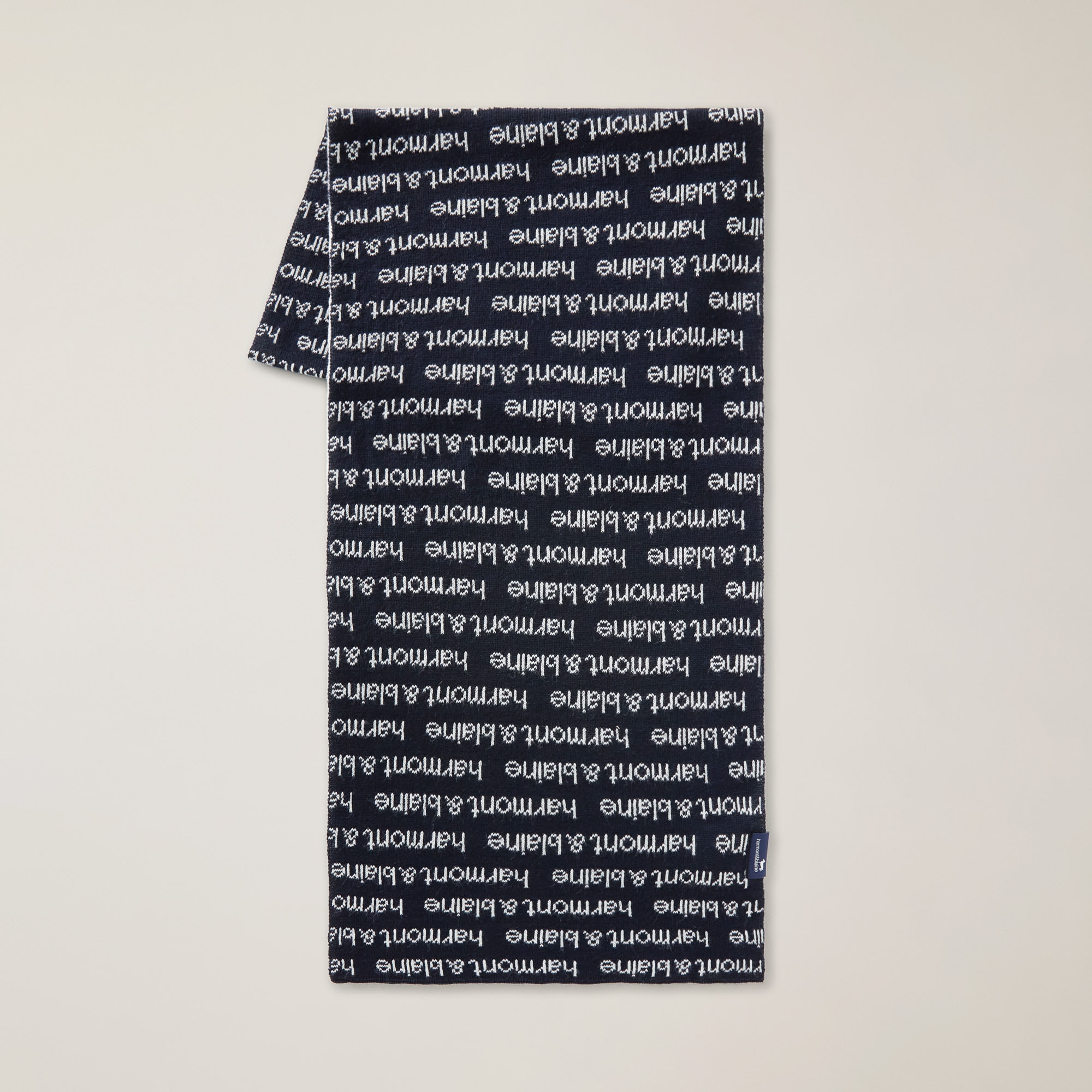 Wool-Blend Scarf With Lettering All Over, Blue, large image number 0