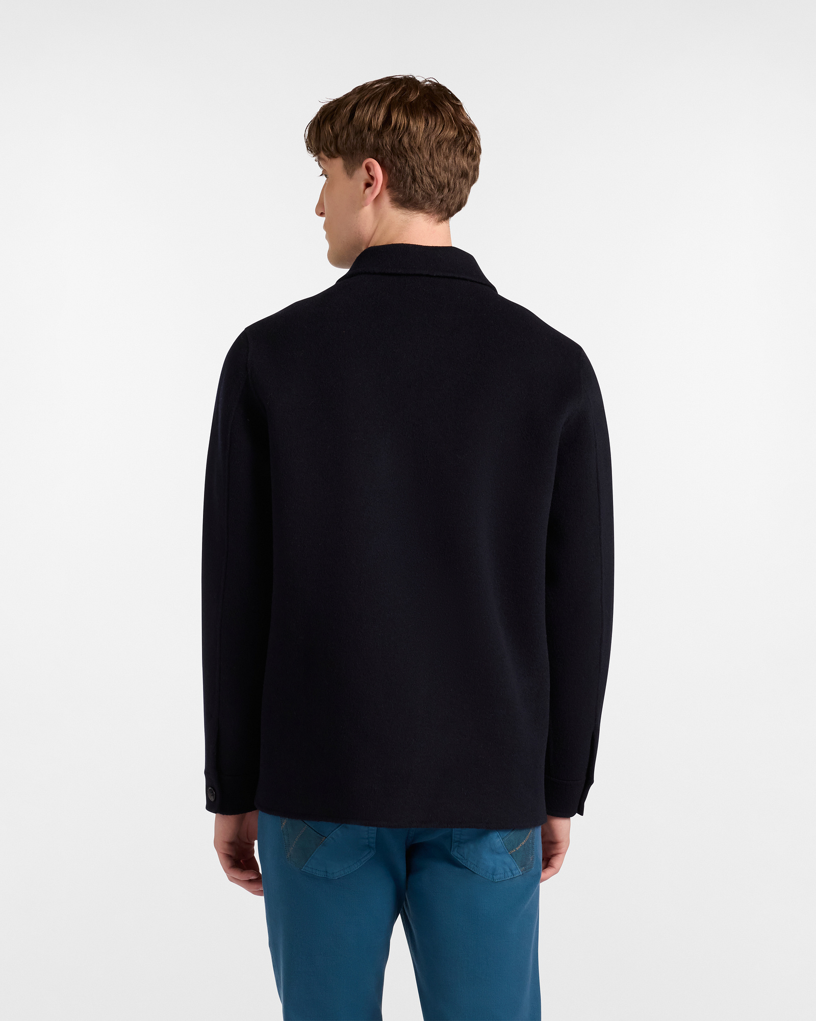 Wool Overshirt, Navy Blue, large image number 1