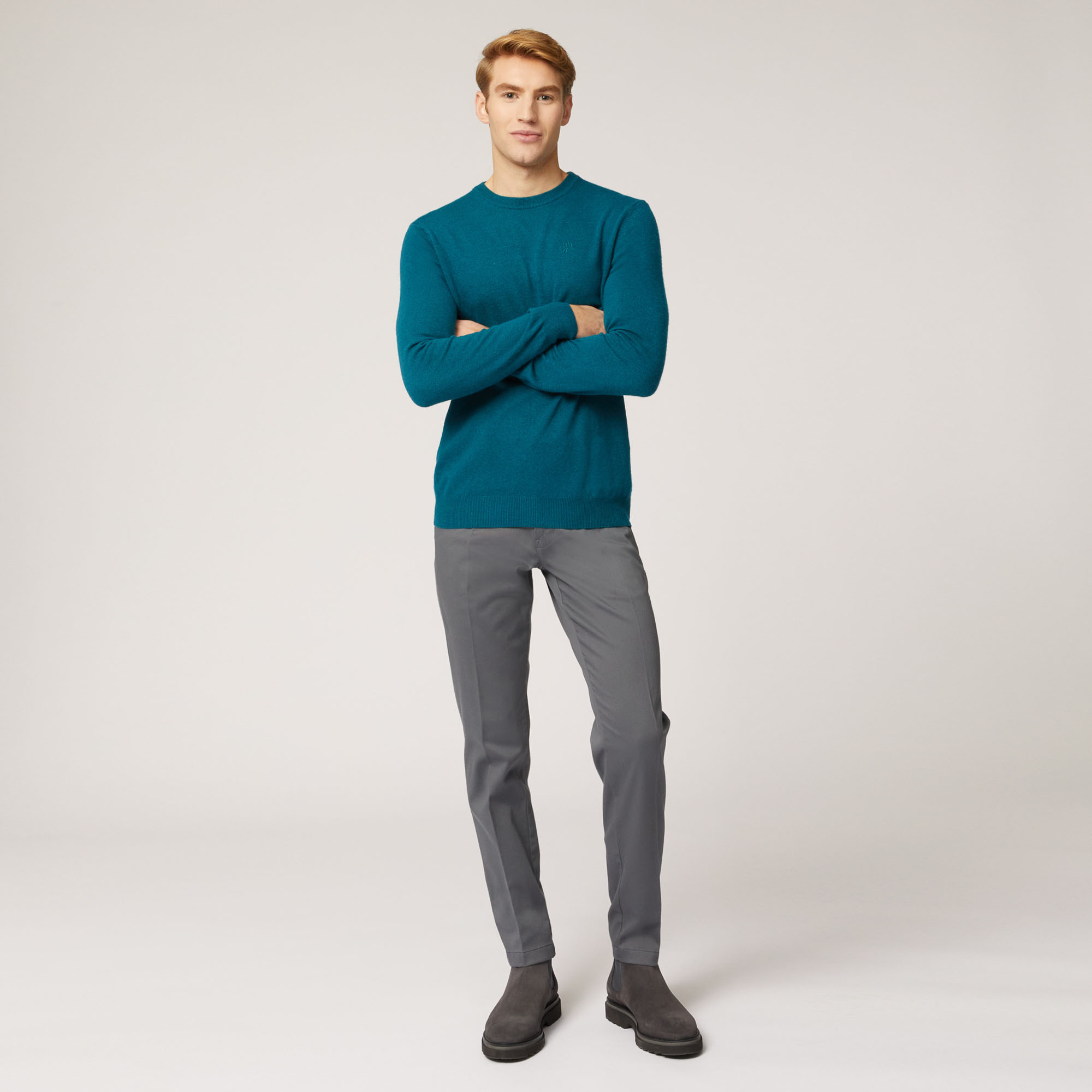 Pantalone Chino Narrow In Cotone Armaturato, Grigio, large image number 3