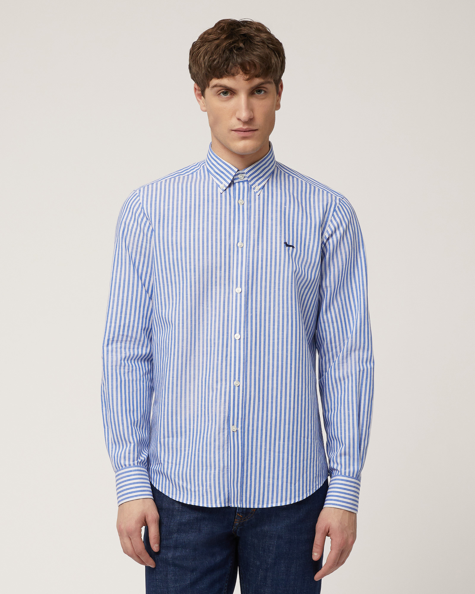 Camicia Regular A Righe, Lavanda Scuro, large
