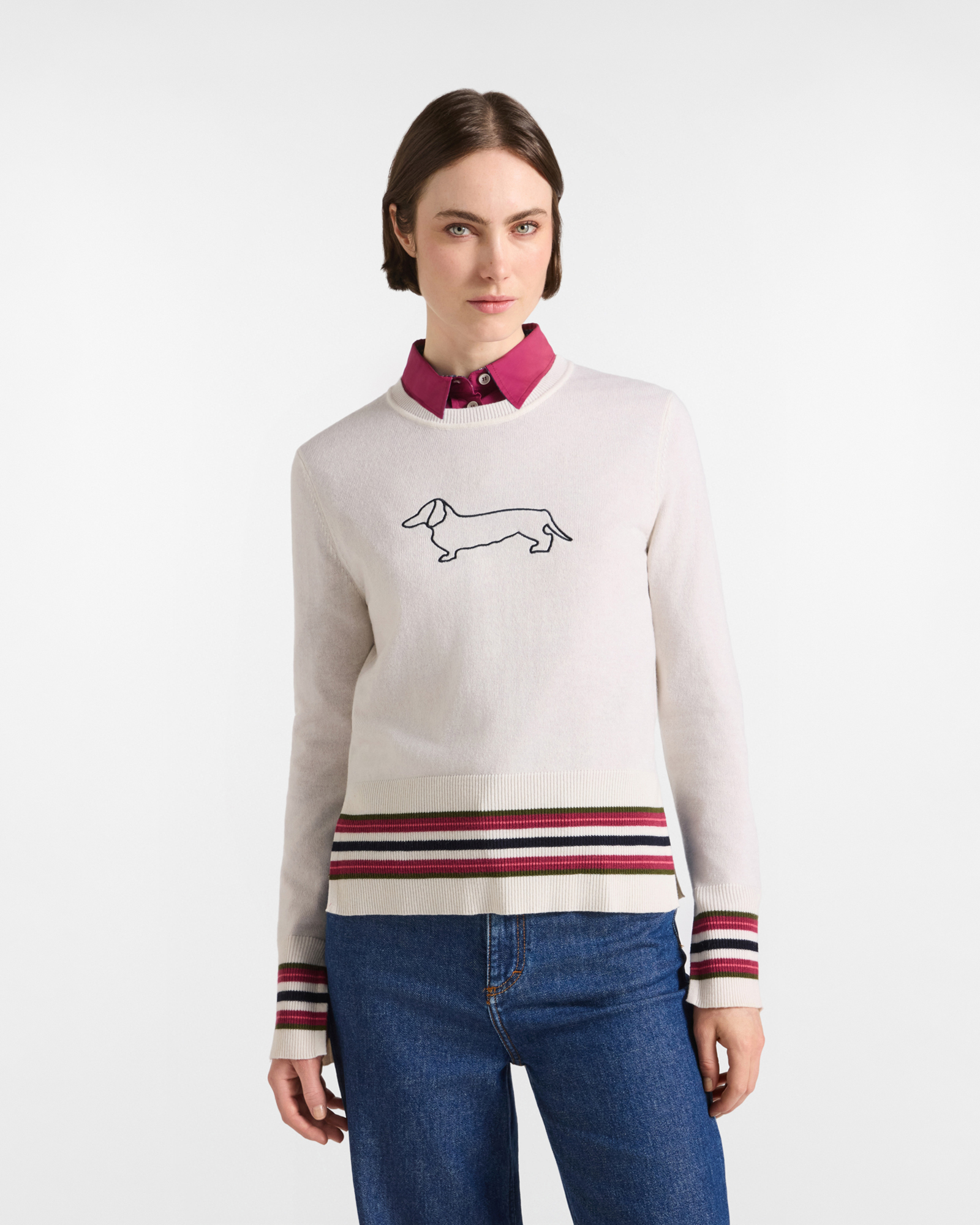 Women's Made in Italy regular fit sweater in white wool blend