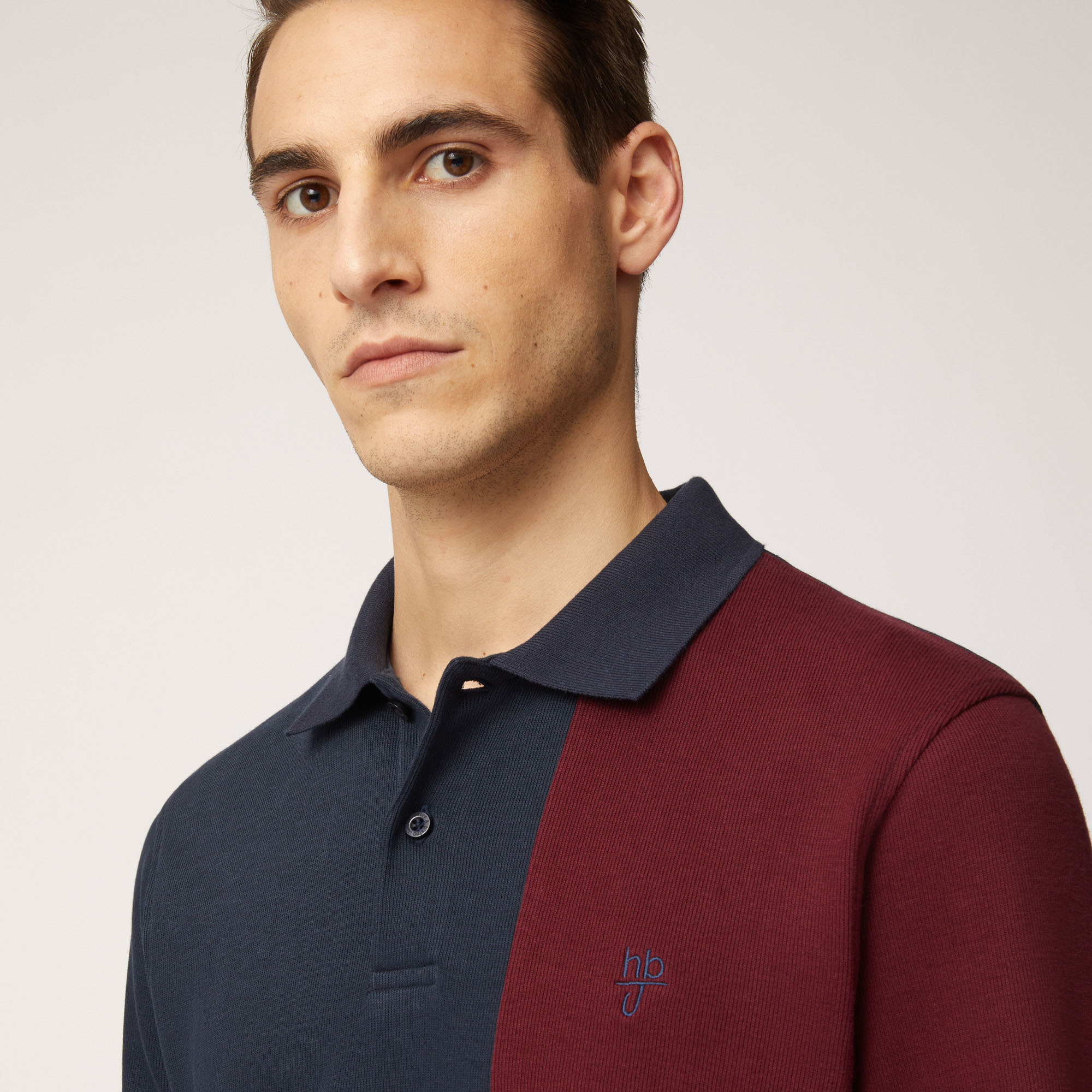 Polo Narrow Fit Effetto Color Block, Light Blue, large image number 2