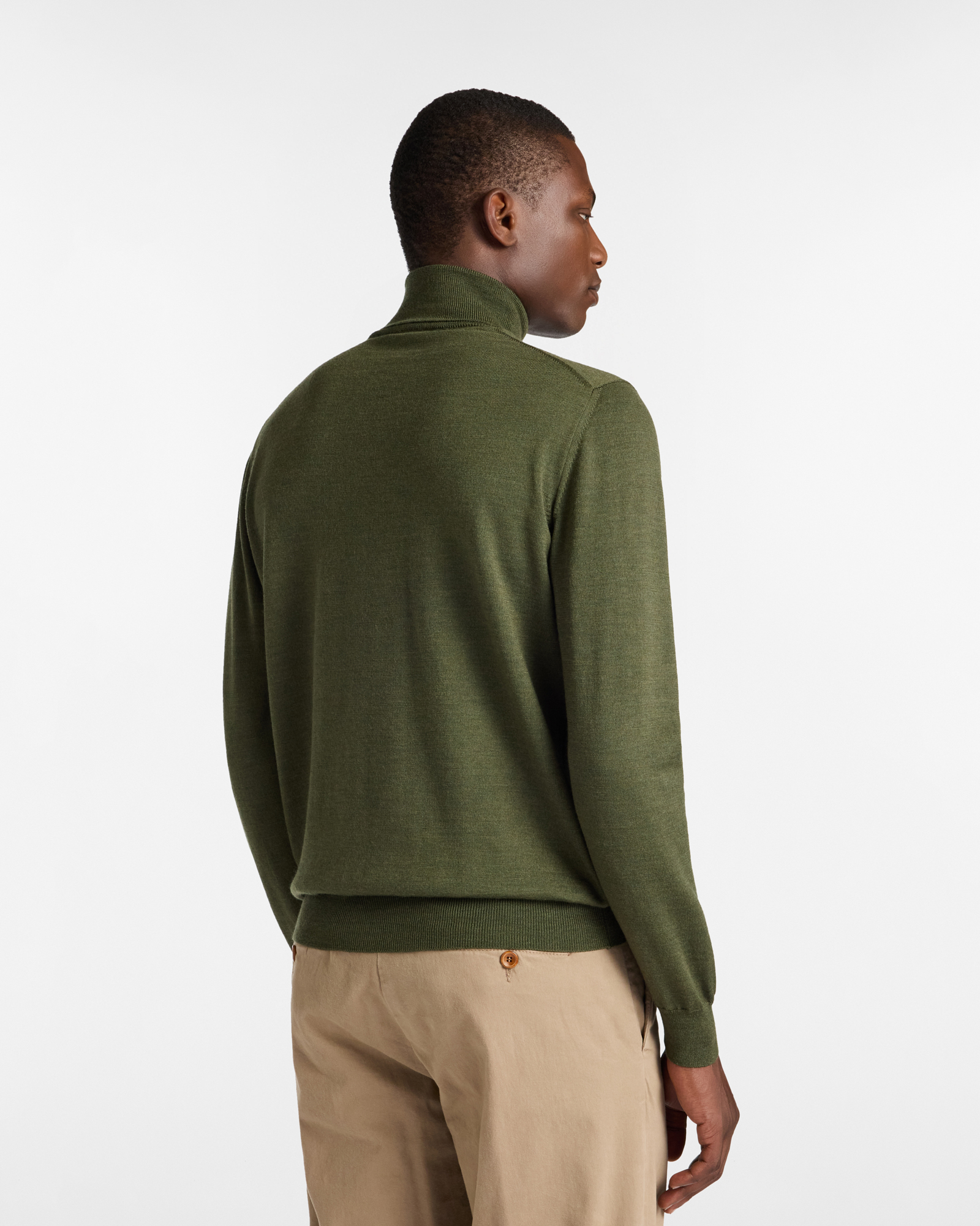 Merino Wool Turtleneck, Olive Green, large image number 1