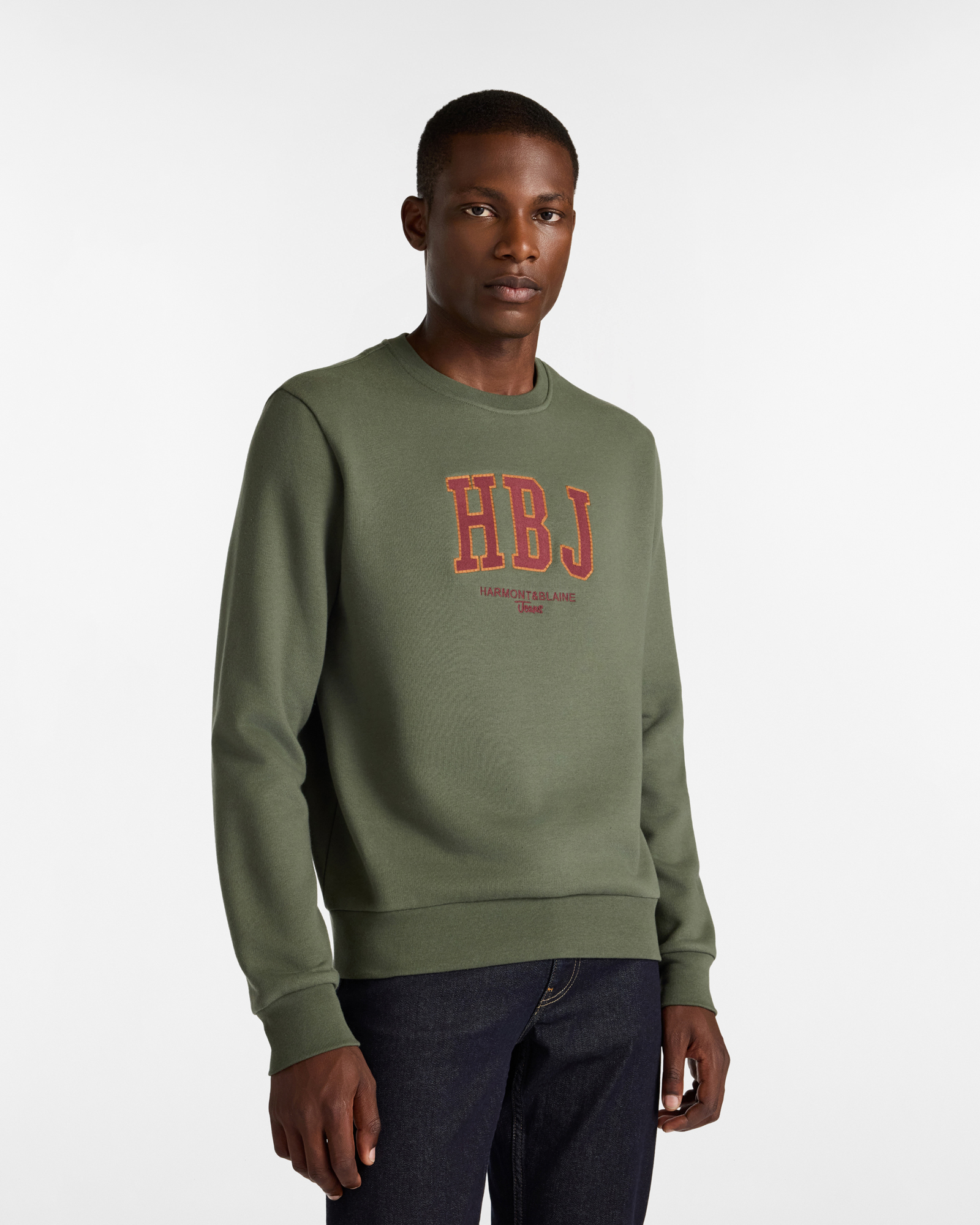 Crewneck Sweatshirt with Embroidered HBJ Logo