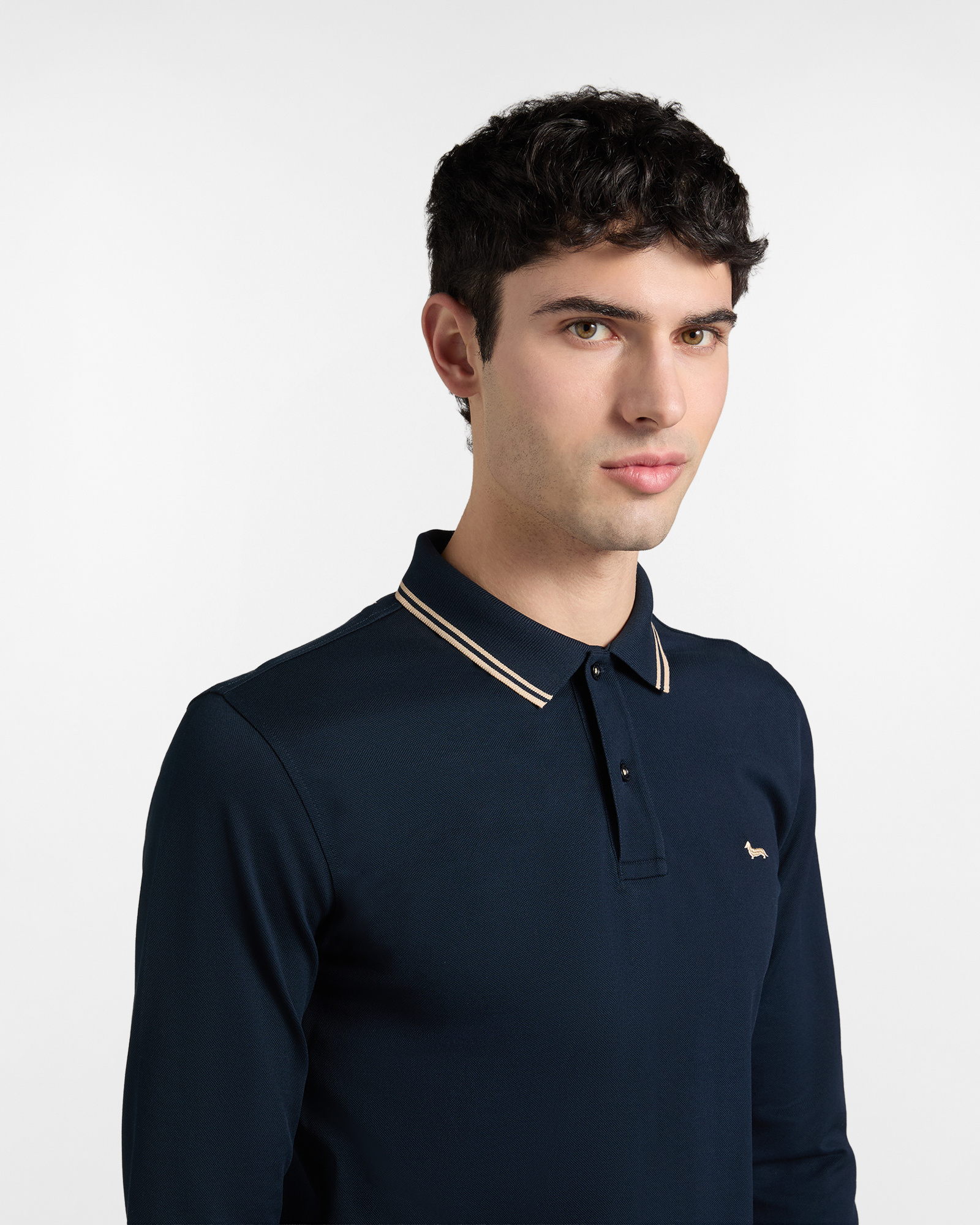 Men's polo shirt with contrasting stripes, Blue, large image number 2