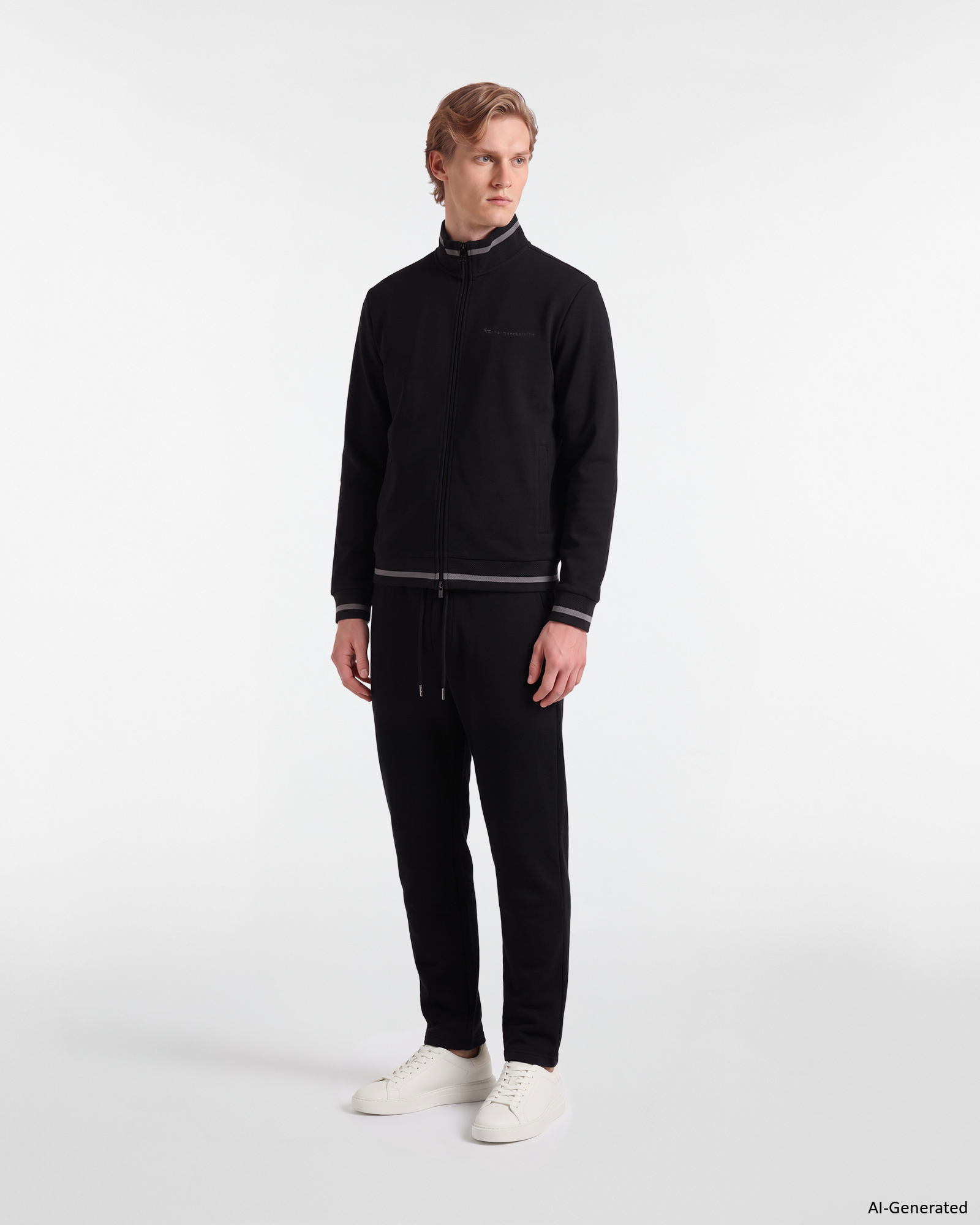 Men&rsquo;s brushed fleece trousers with pockets in cotton blend, BLACK, large