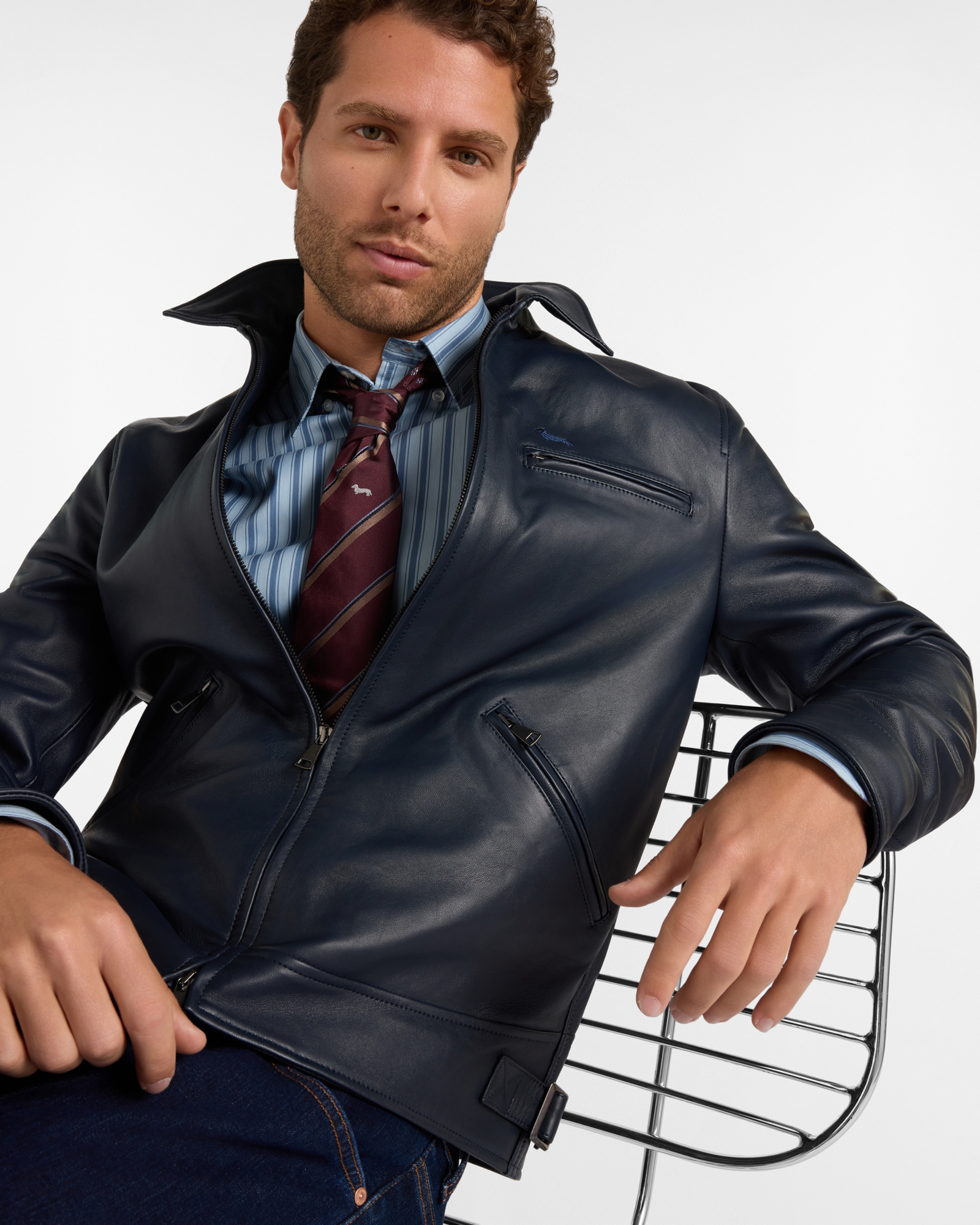 SHIRT-COLLAR BOMBER JACKET, NAVY BLUE, large image number 2