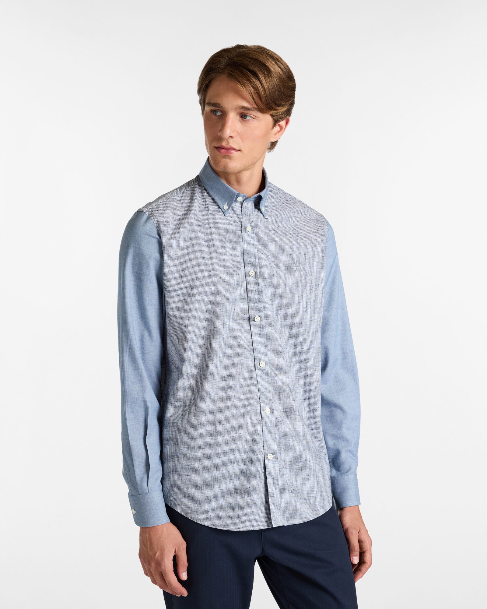 Patch Shirt with Micro Pattern in Cotton