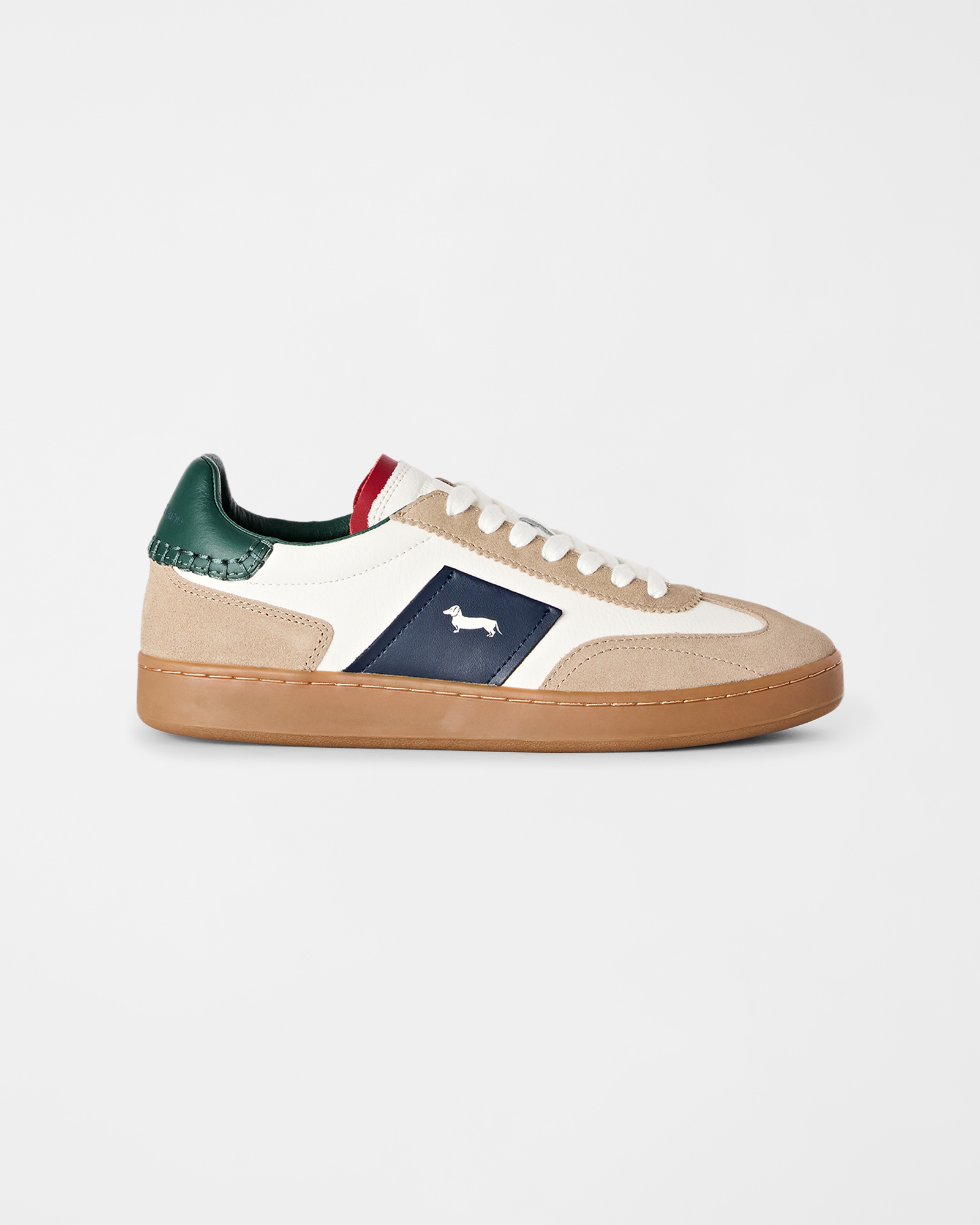 Men's Metropolis Sneakers in Beige Leather and Suede with Colored Sole