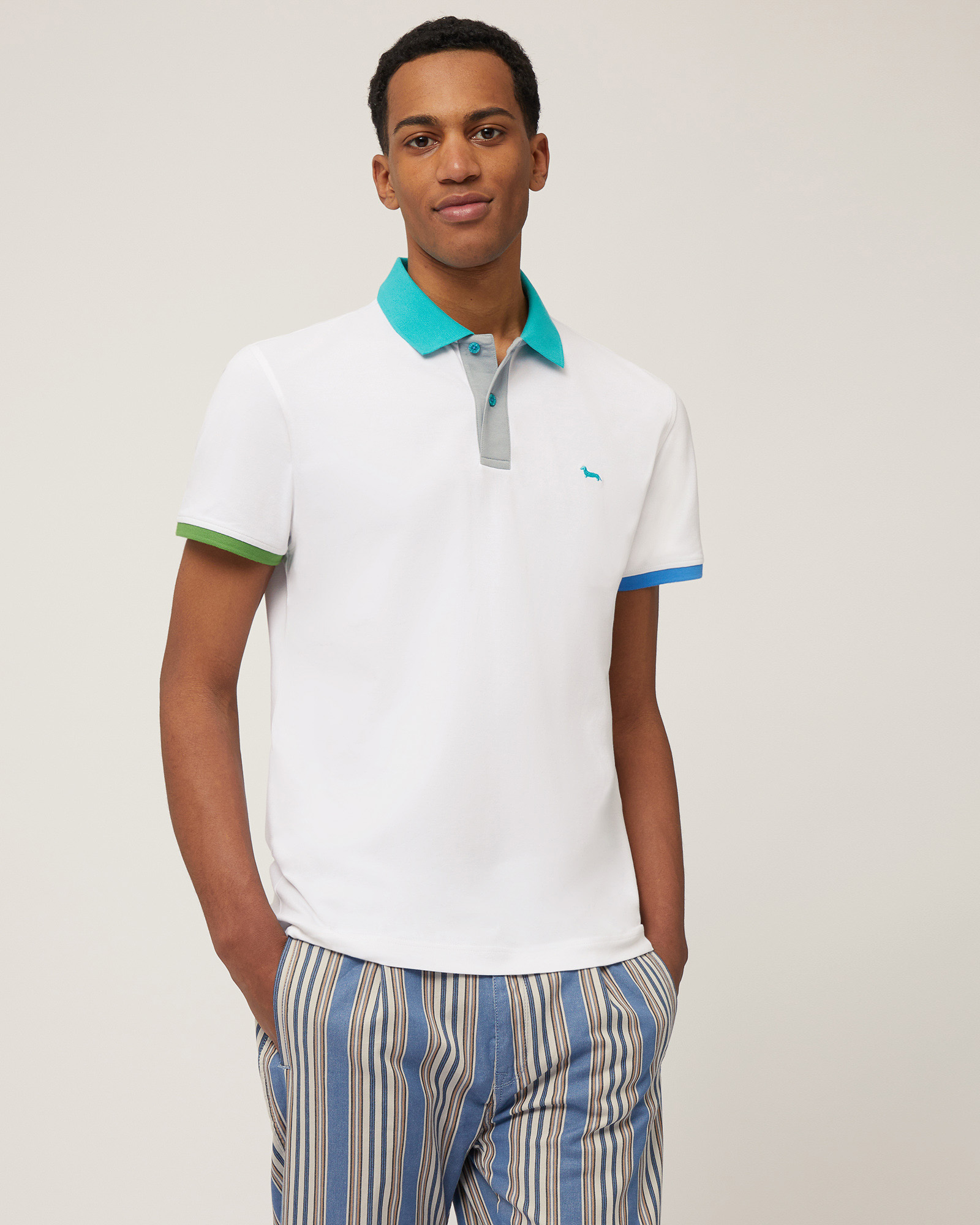 Poloshirt mit Color-Block-Details, Weiß, large image number 0