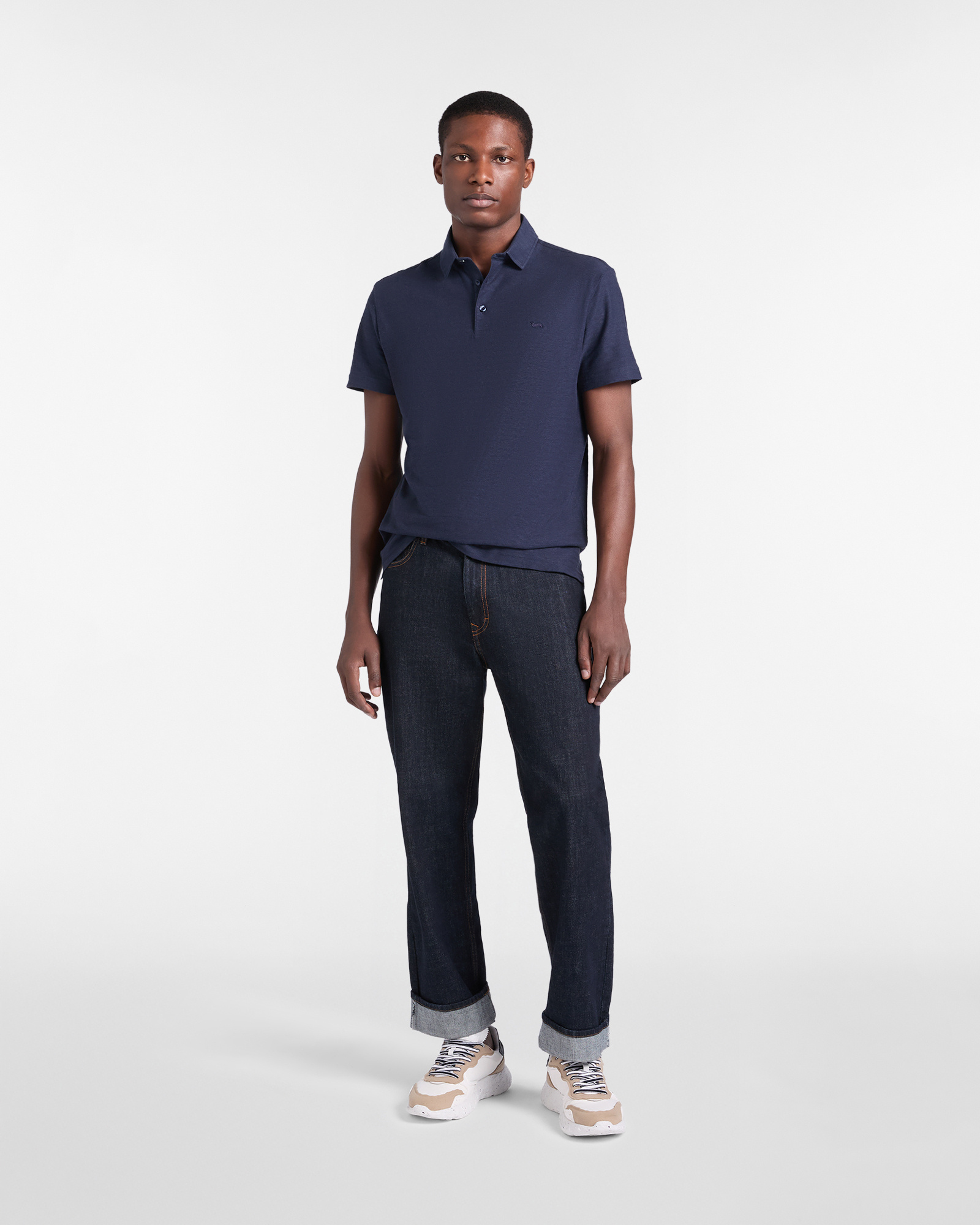 Polo de Punto a Rayas, Azul, large image number 3