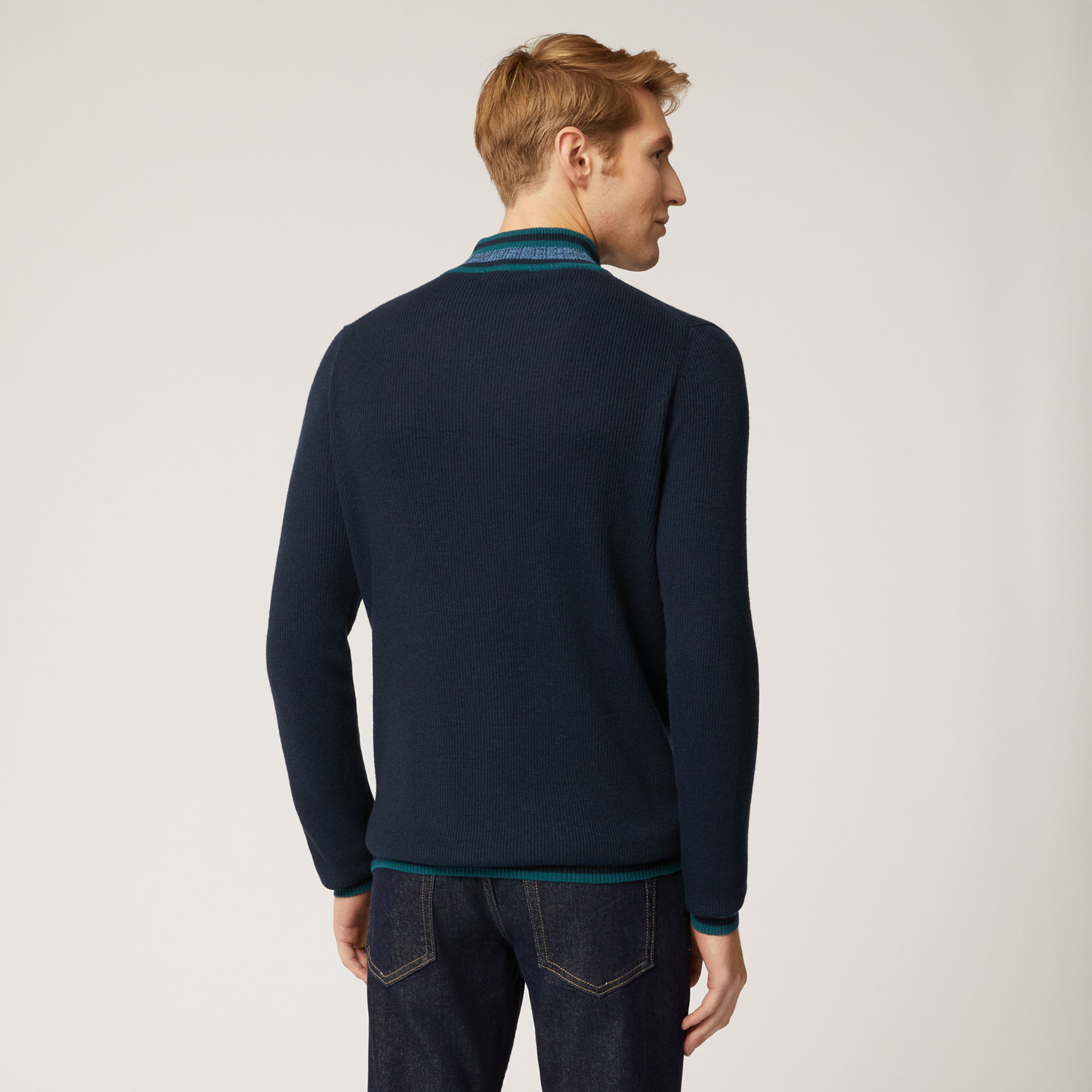HALF ZIP PUNTO MAGLIA INGLESE, Light Blue, large image number 1