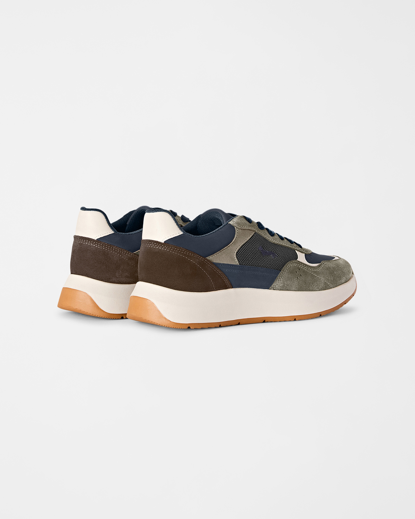 Men's suede and mesh urban comfort sneakers, BEIGE - BLUE, large