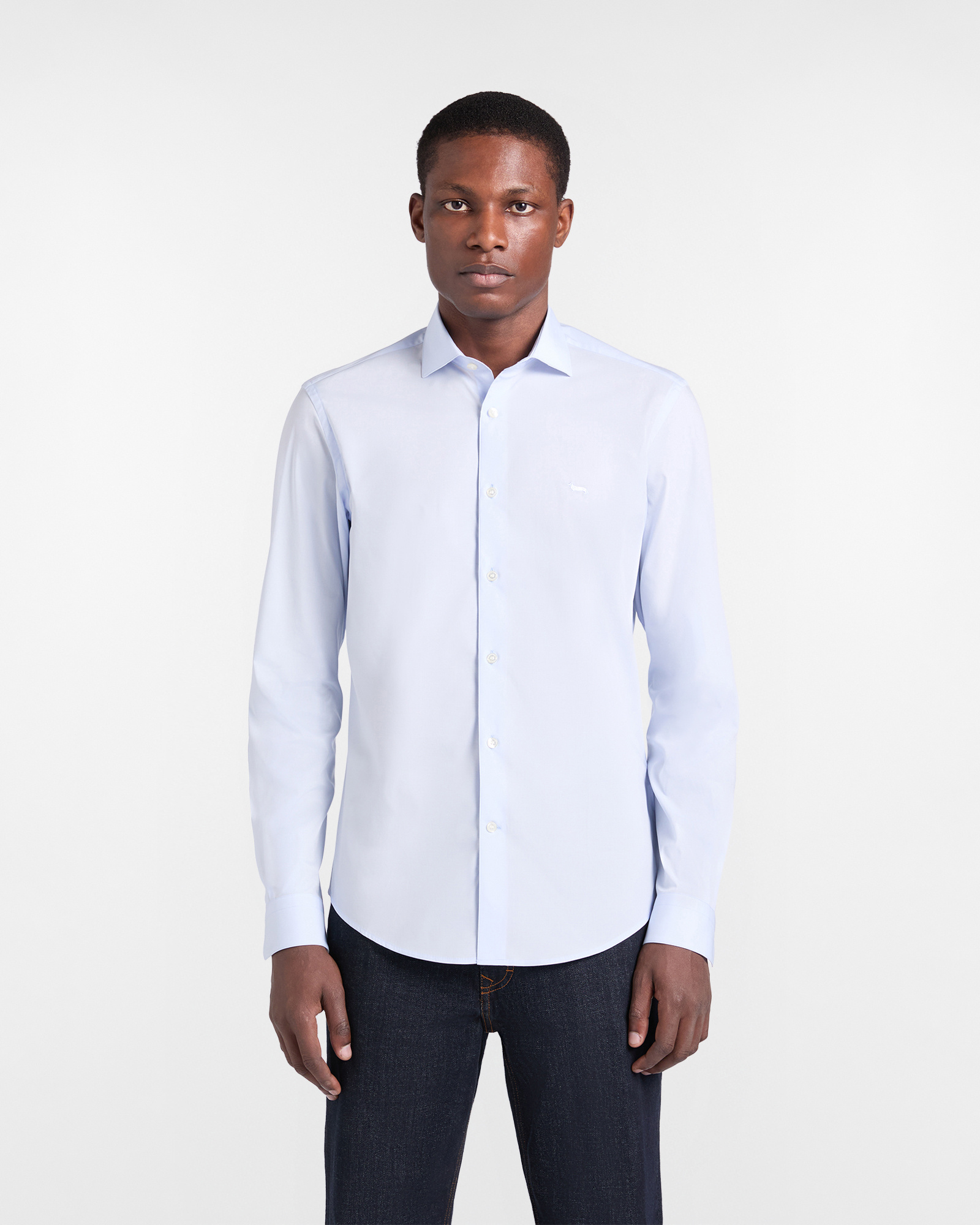 Harmont&Blaine - Camicia Uomo in Popeline Stretch, Uomo, Celeste, Taglia: L
