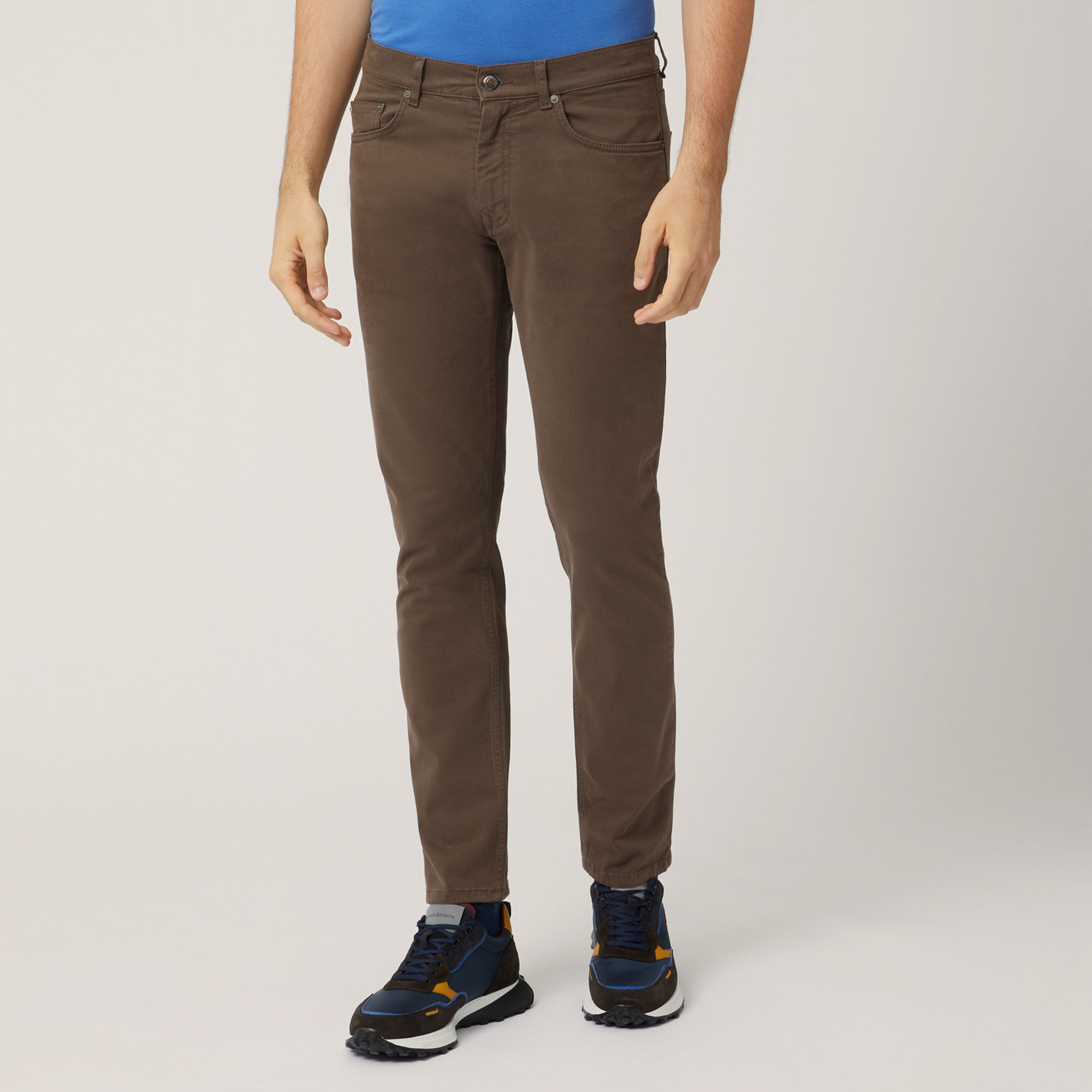 Pantalone Cinque Tasche In Cotone Stretch Elevated Utility, Marrone Scuro, large image number 0