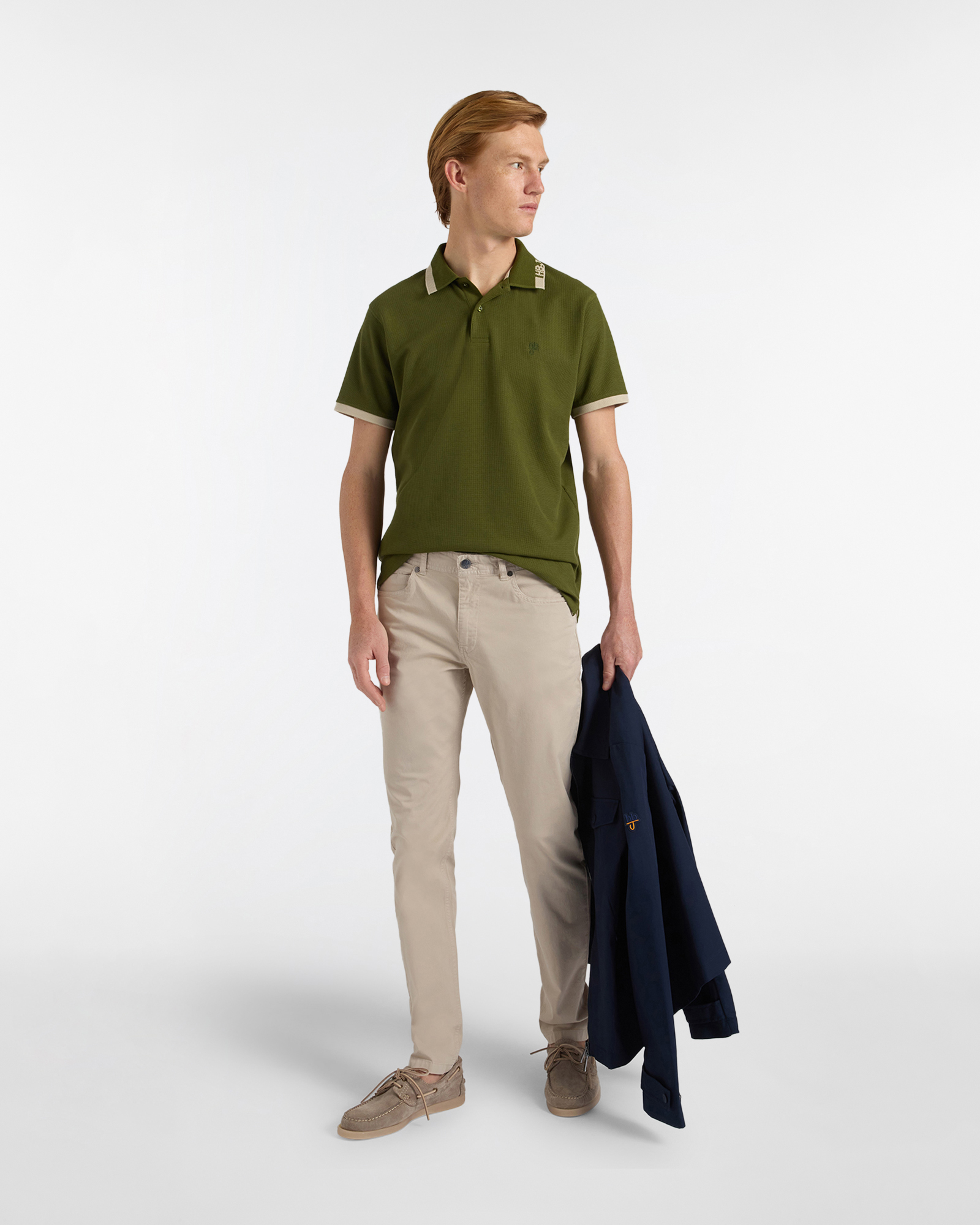Polo uomo regular fit colletto a contrasto, Verde militare, large image number 3