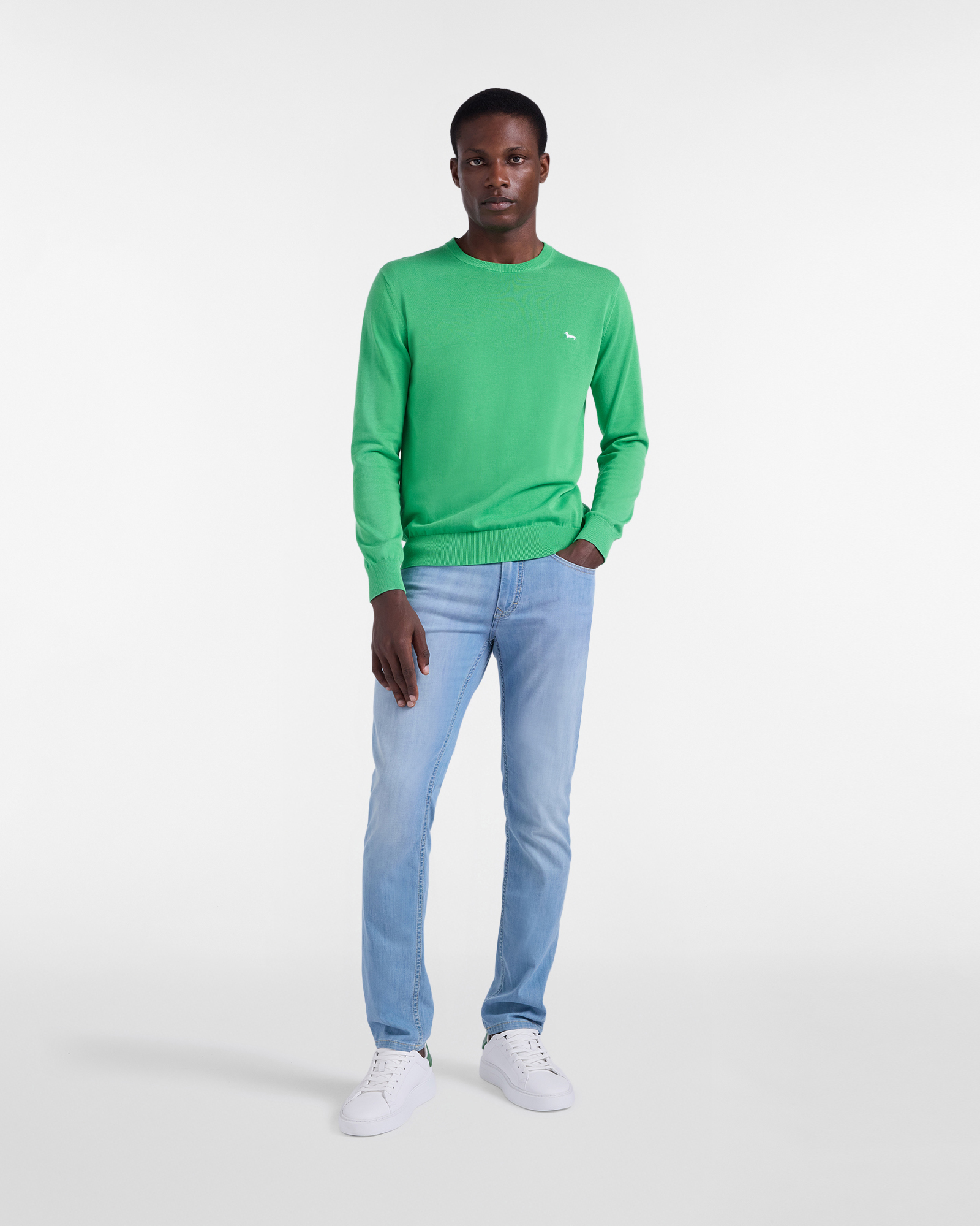 Cotton crewneck pullover, Green, large image number 3