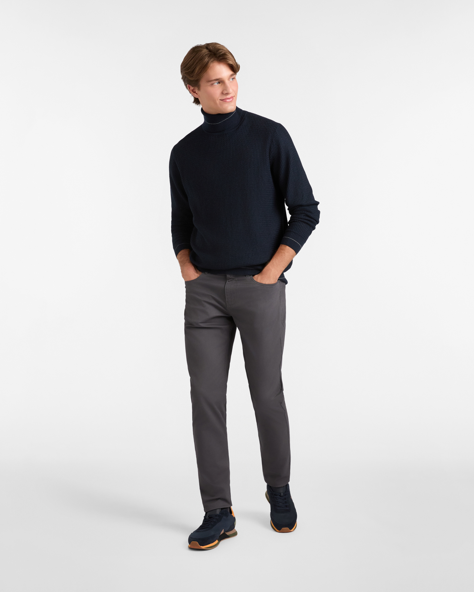 Pantaloni Cinque Tasche Narrow Fit, Grigio Scuro, large image number 3