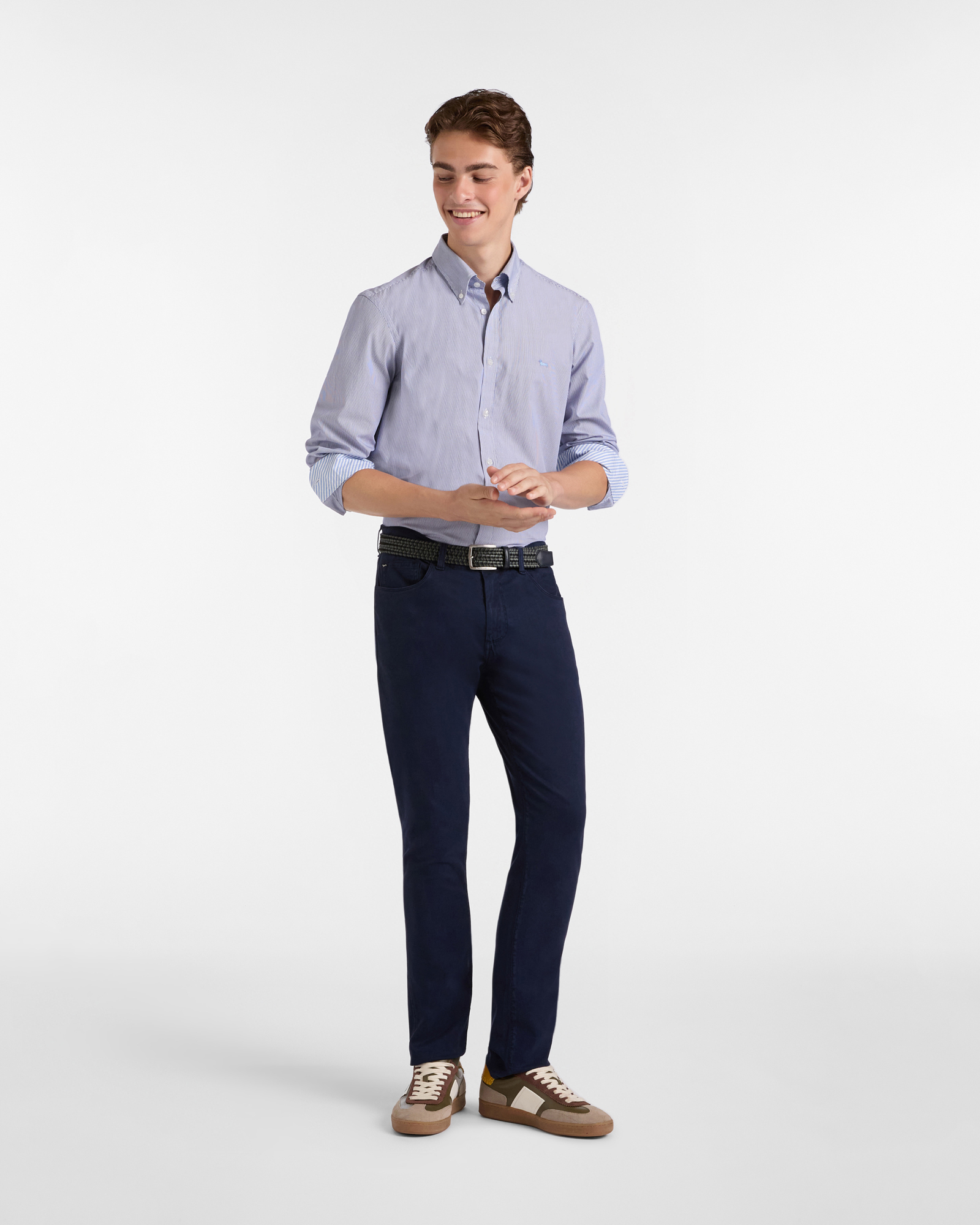 Microstripe Shirt with Dachshund, Navy Blue, large image number 3