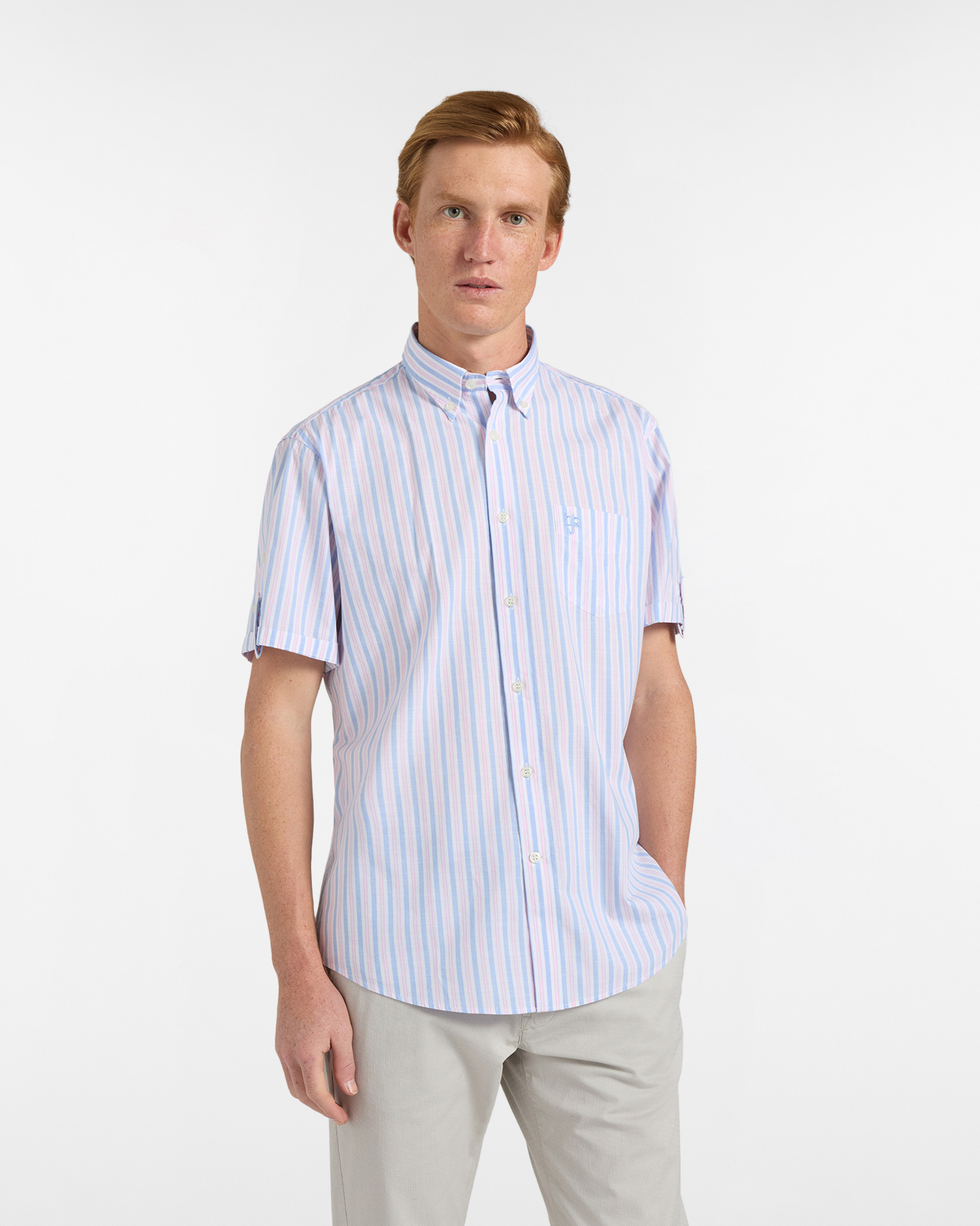 Camicia Uomo Micro Check Regular Fit, Uomo, Rosso, Taglia: S