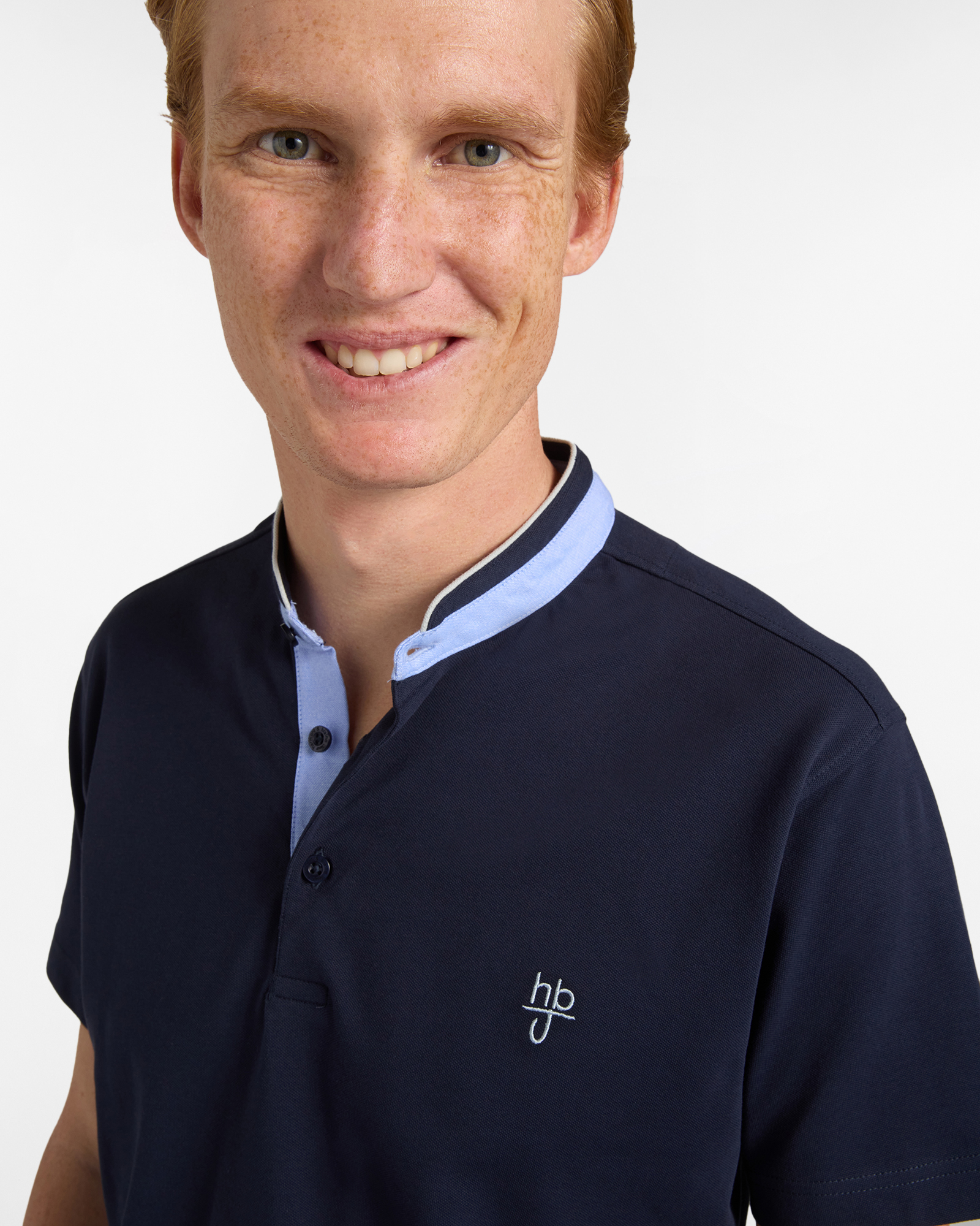 Polo uomo narrow  fit collo coreano , Blu scuro, large image number 2